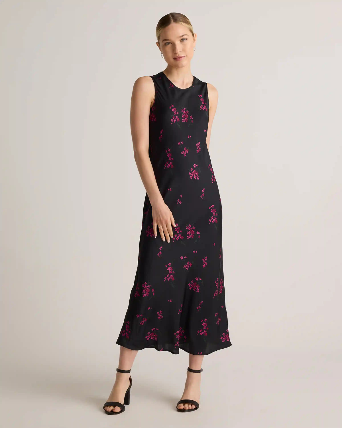 Washable Stretch Silk Tank Midi Dress