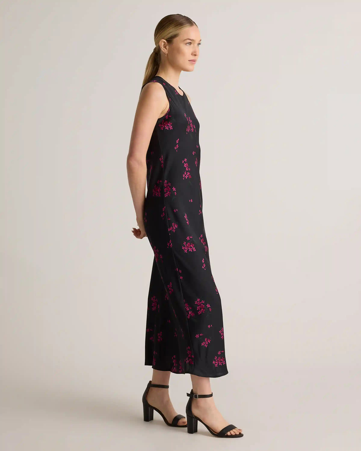 Washable Stretch Silk Tank Midi Dress