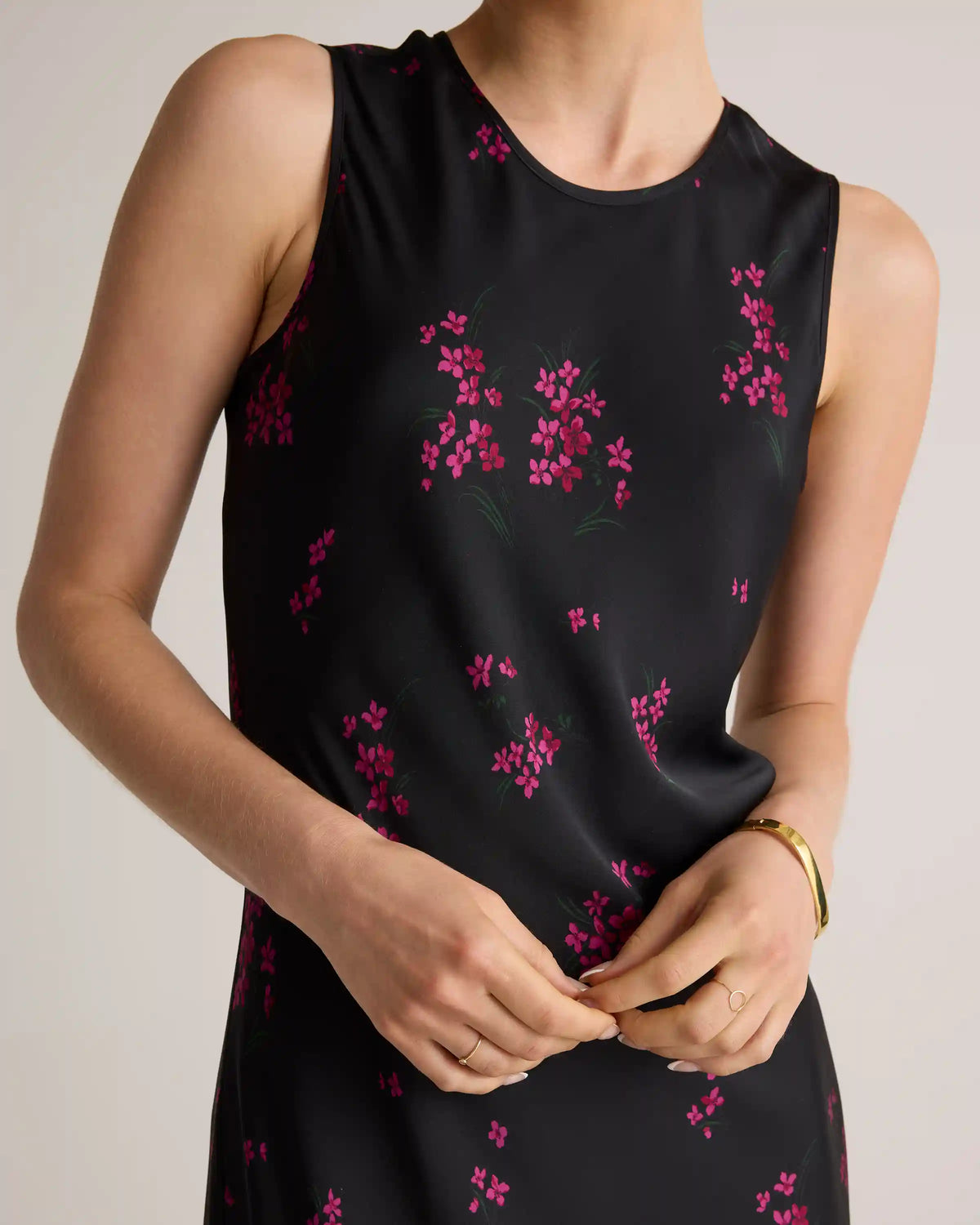 Washable Stretch Silk Tank Midi Dress