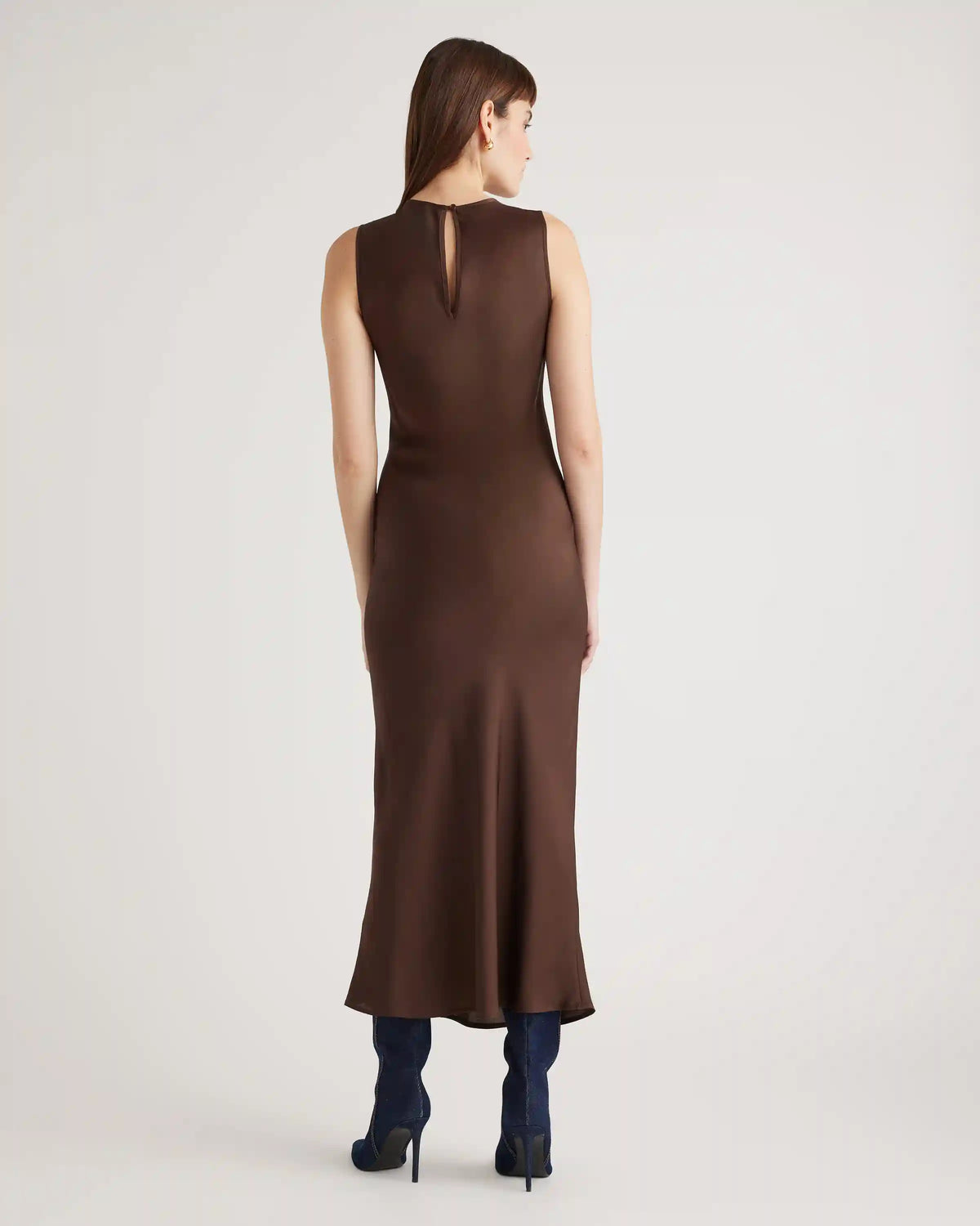 Washable Stretch Silk Tank Midi Dress