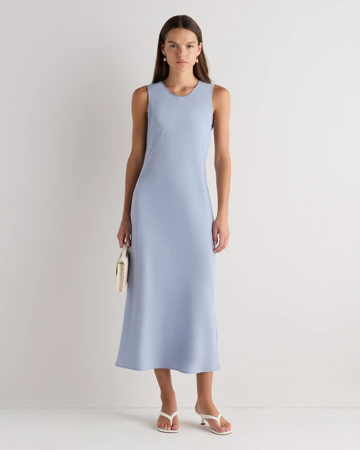 Washable Stretch Silk Tank Midi Dress