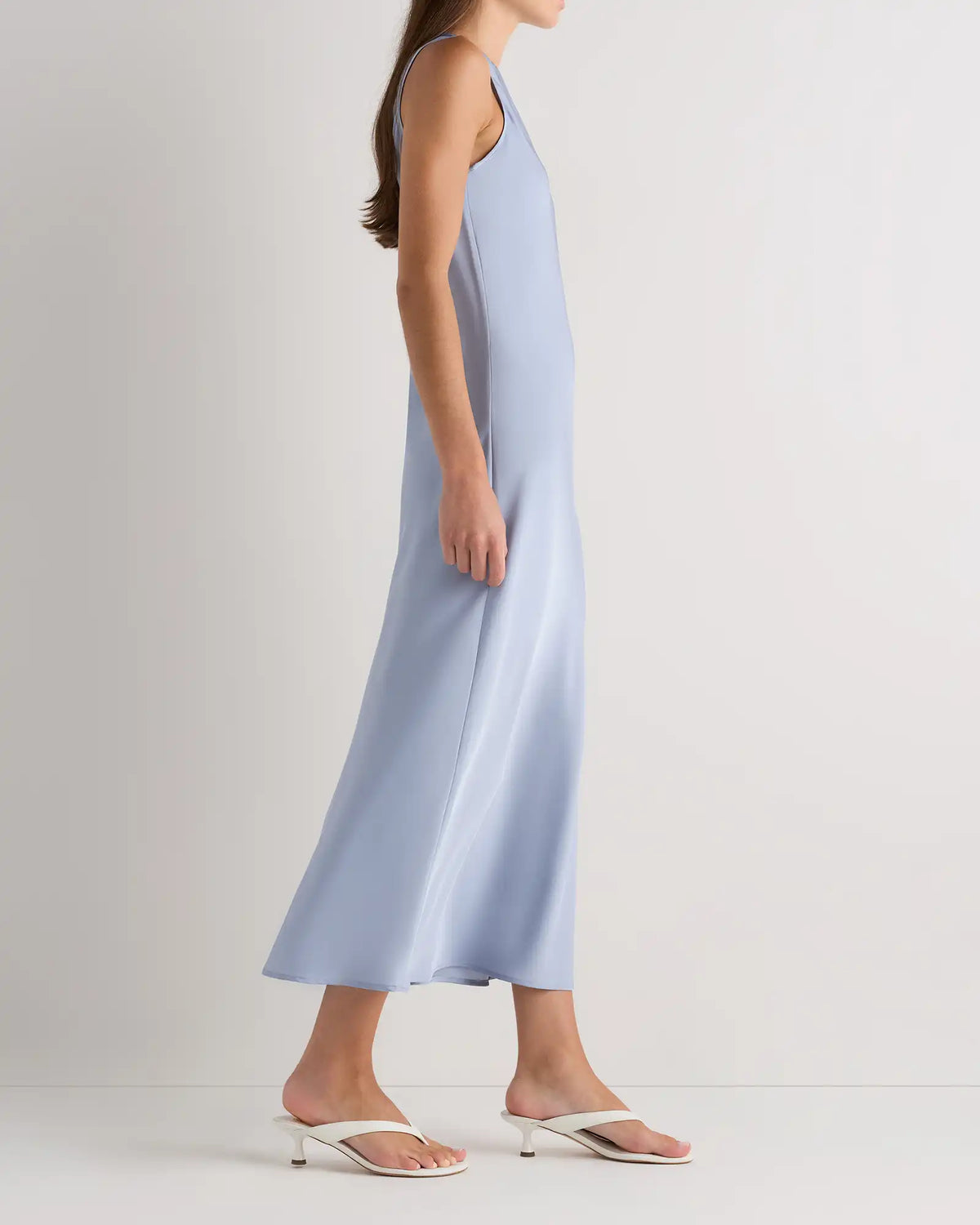 Washable Stretch Silk Tank Midi Dress