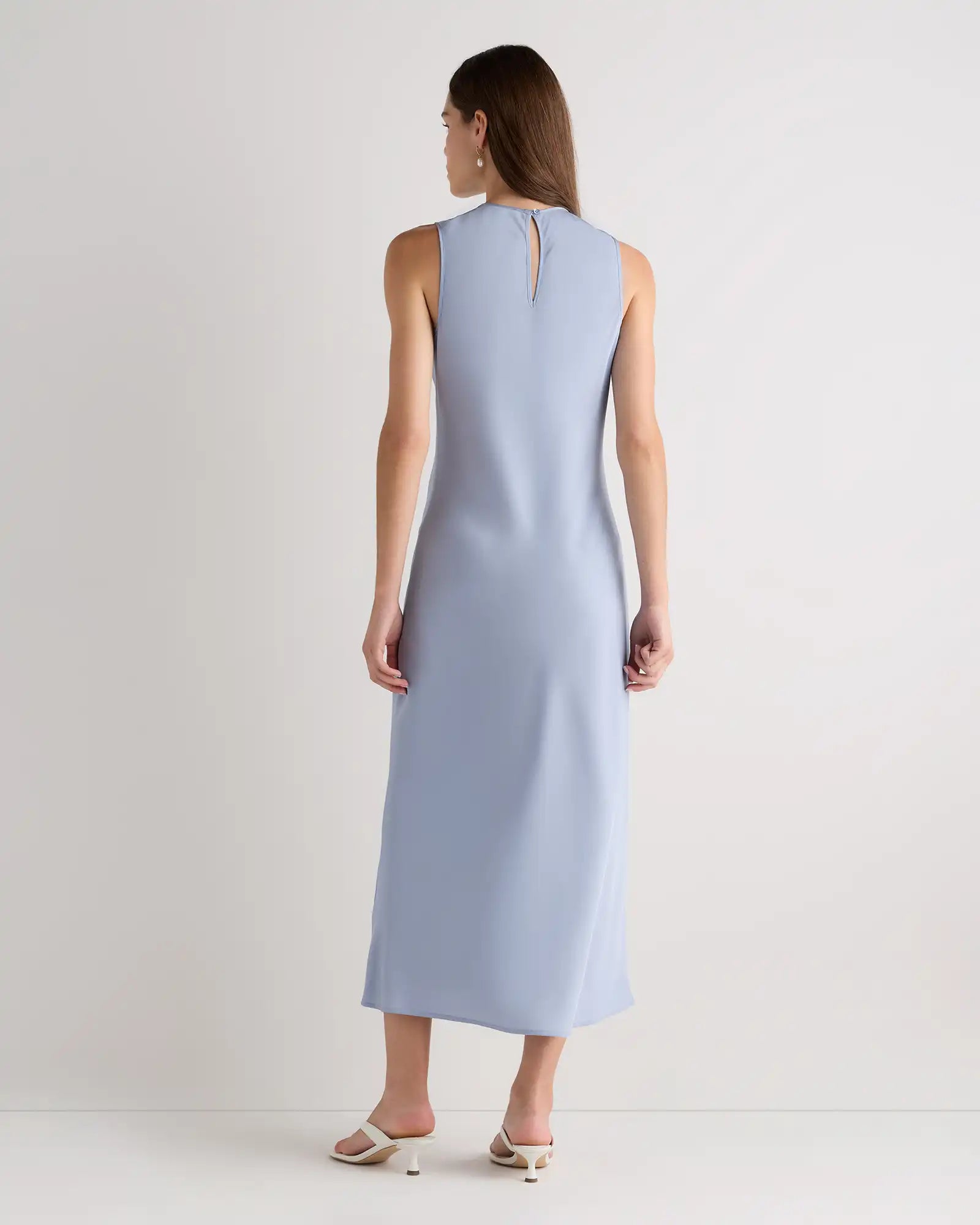 Washable Stretch Silk Tank Midi Dress