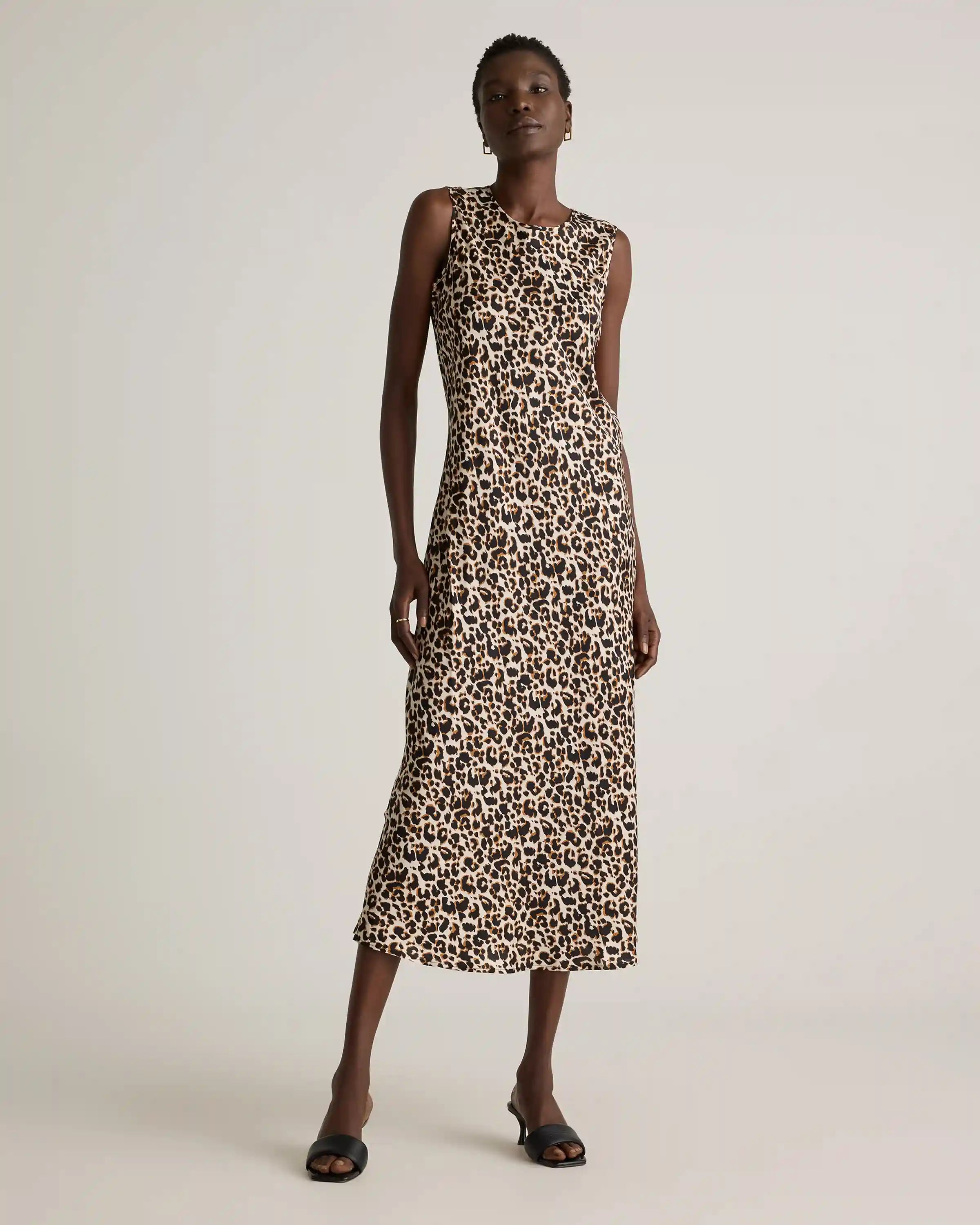 Washable Stretch Silk Tank Midi Dress
