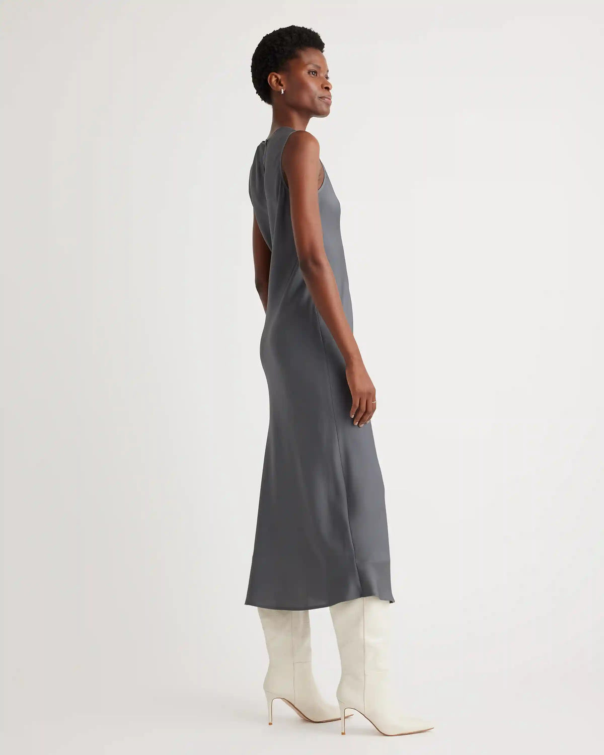Washable Stretch Silk Tank Midi Dress