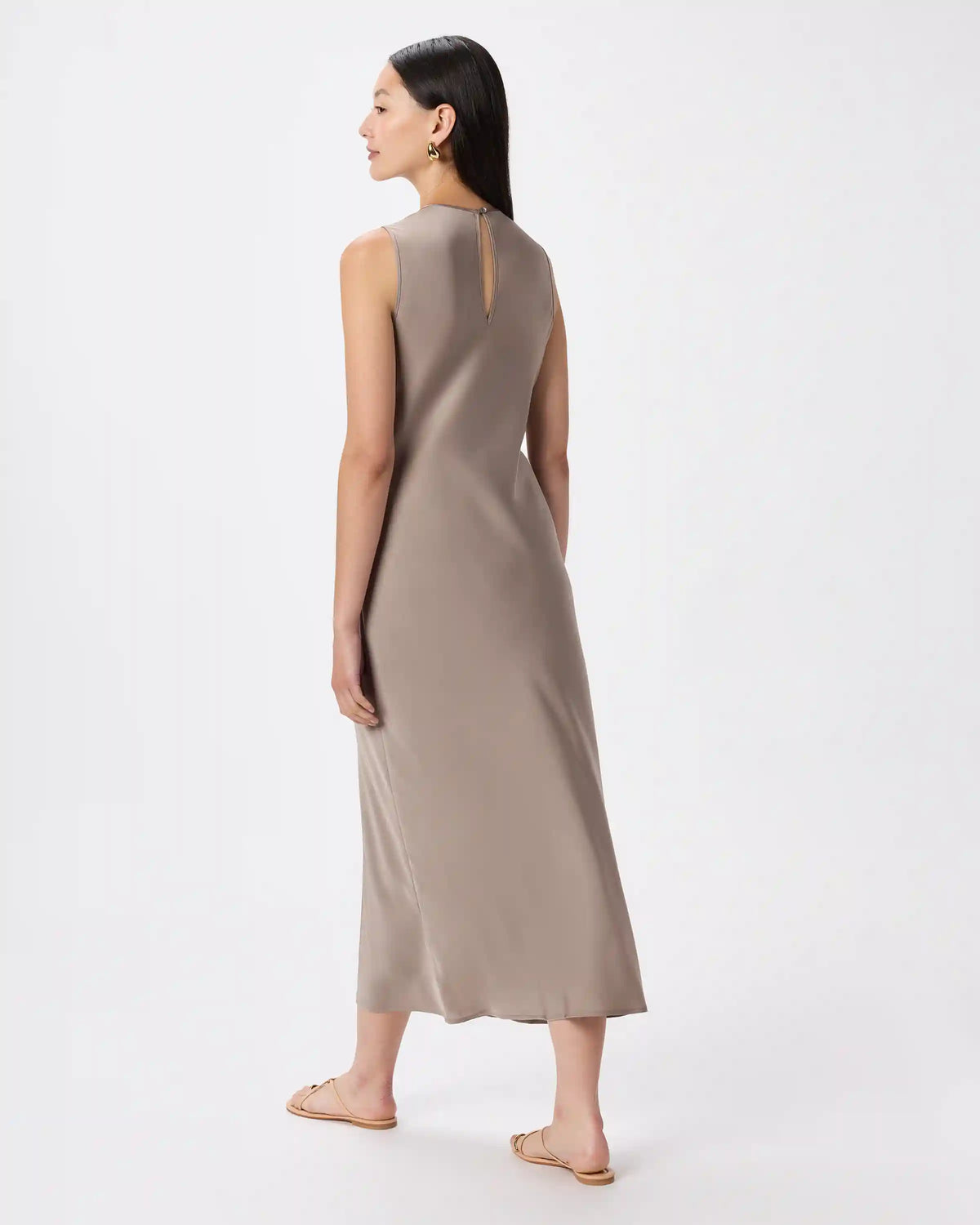Washable Stretch Silk Tank Midi Dress