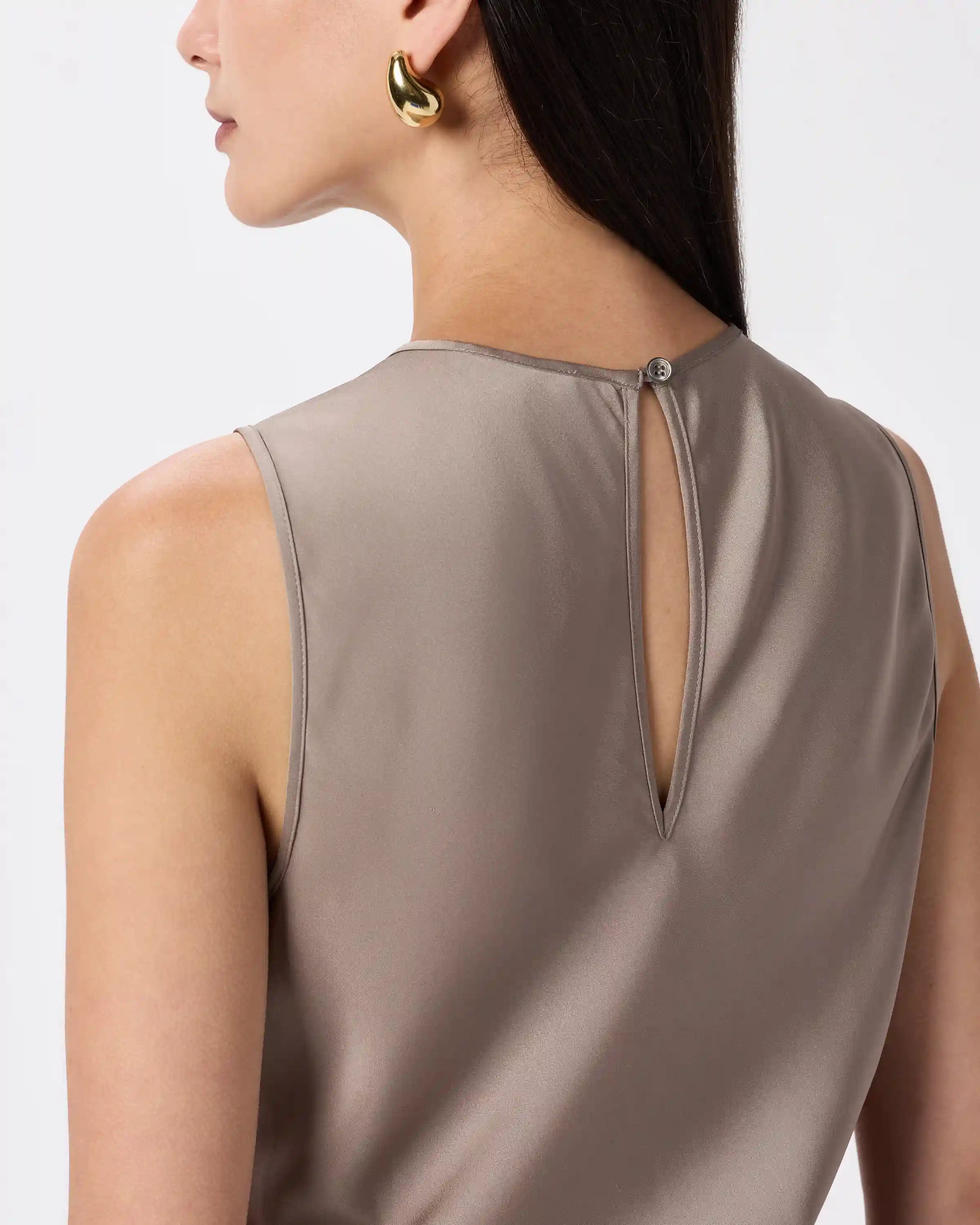 Washable Stretch Silk Tank Midi Dress