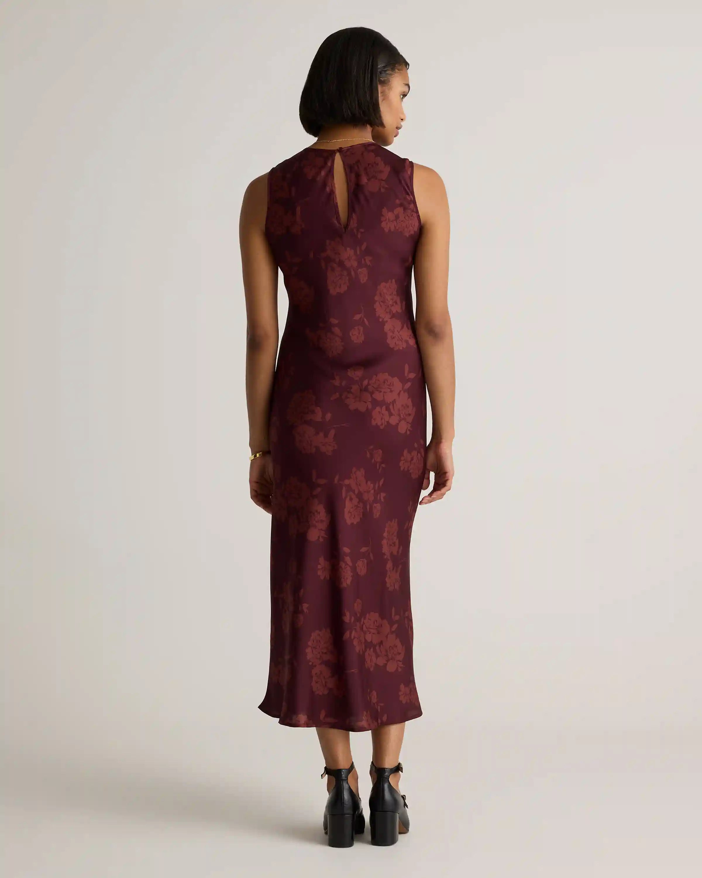 Washable Stretch Silk Tank Midi Dress