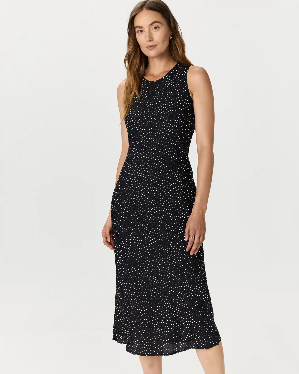 Washable Stretch Silk Tank Midi Dress