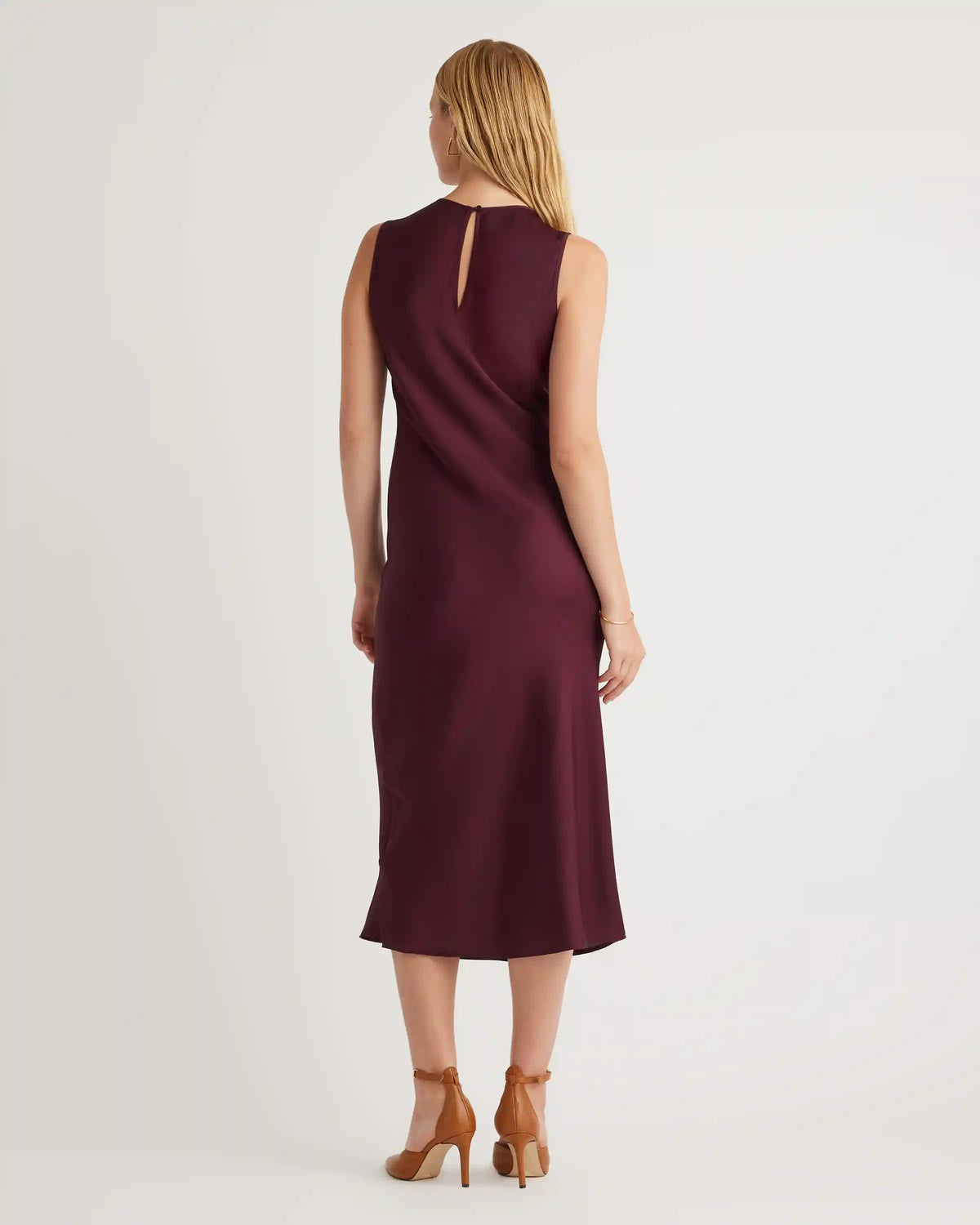 Washable Stretch Silk Tank Midi Dress