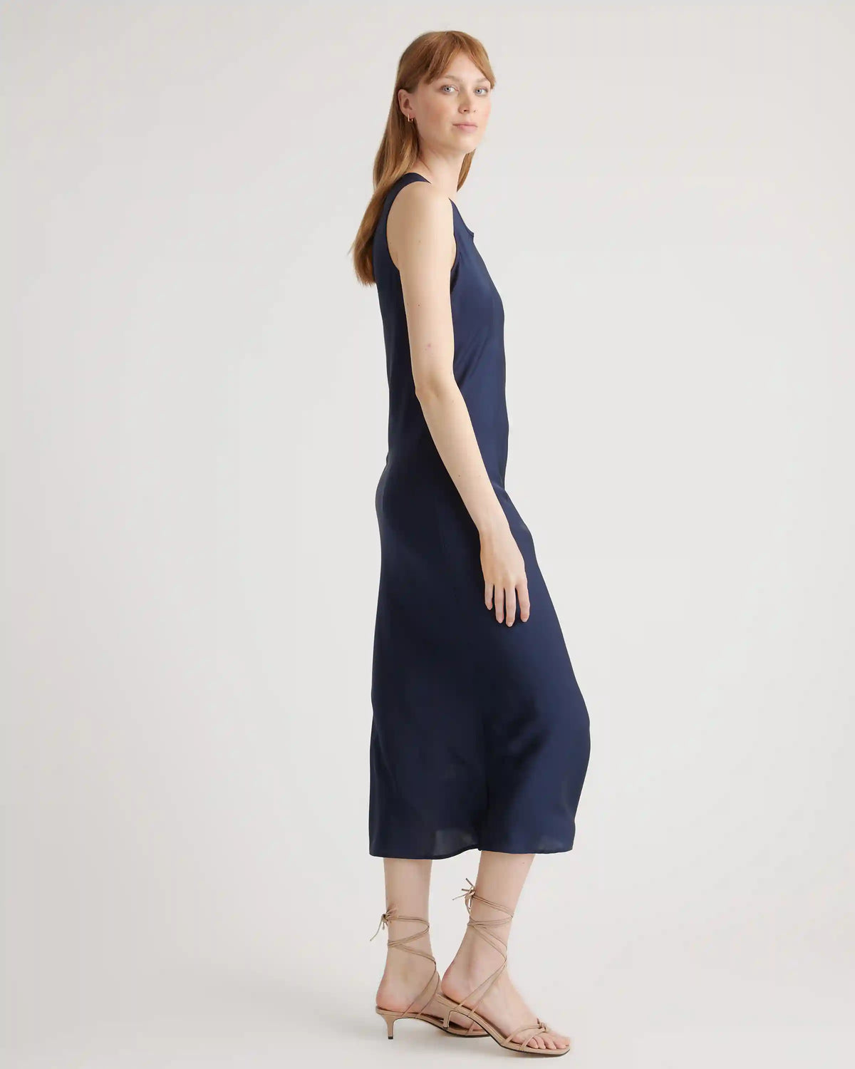 Washable Stretch Silk Tank Midi Dress