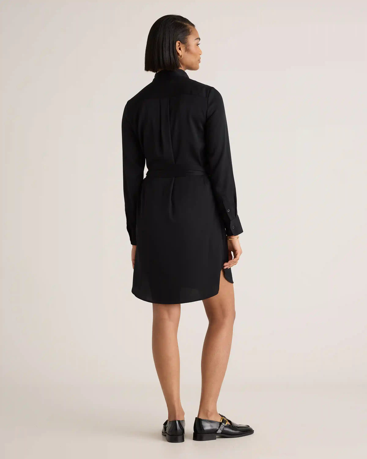 Washable Stretch Silk Shirt Dress