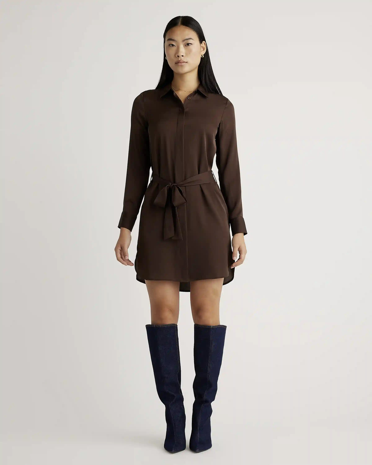 Washable Stretch Silk Shirt Dress