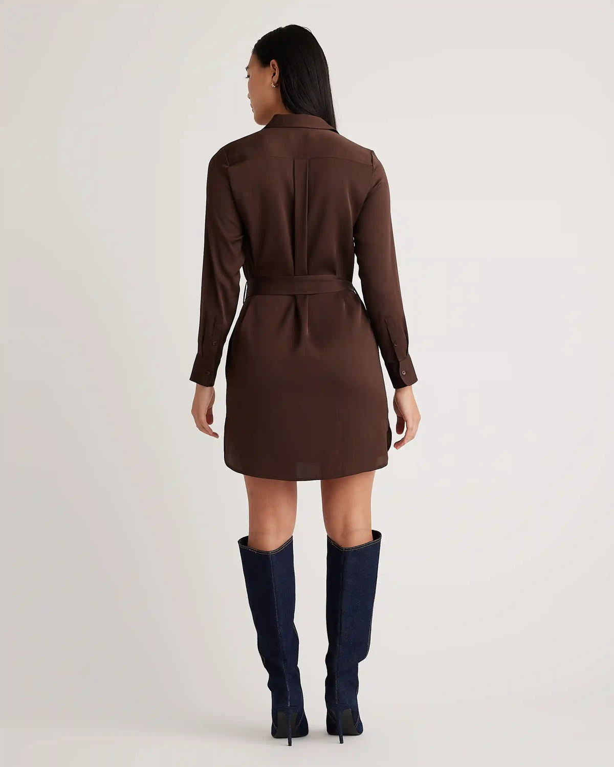 Washable Stretch Silk Shirt Dress