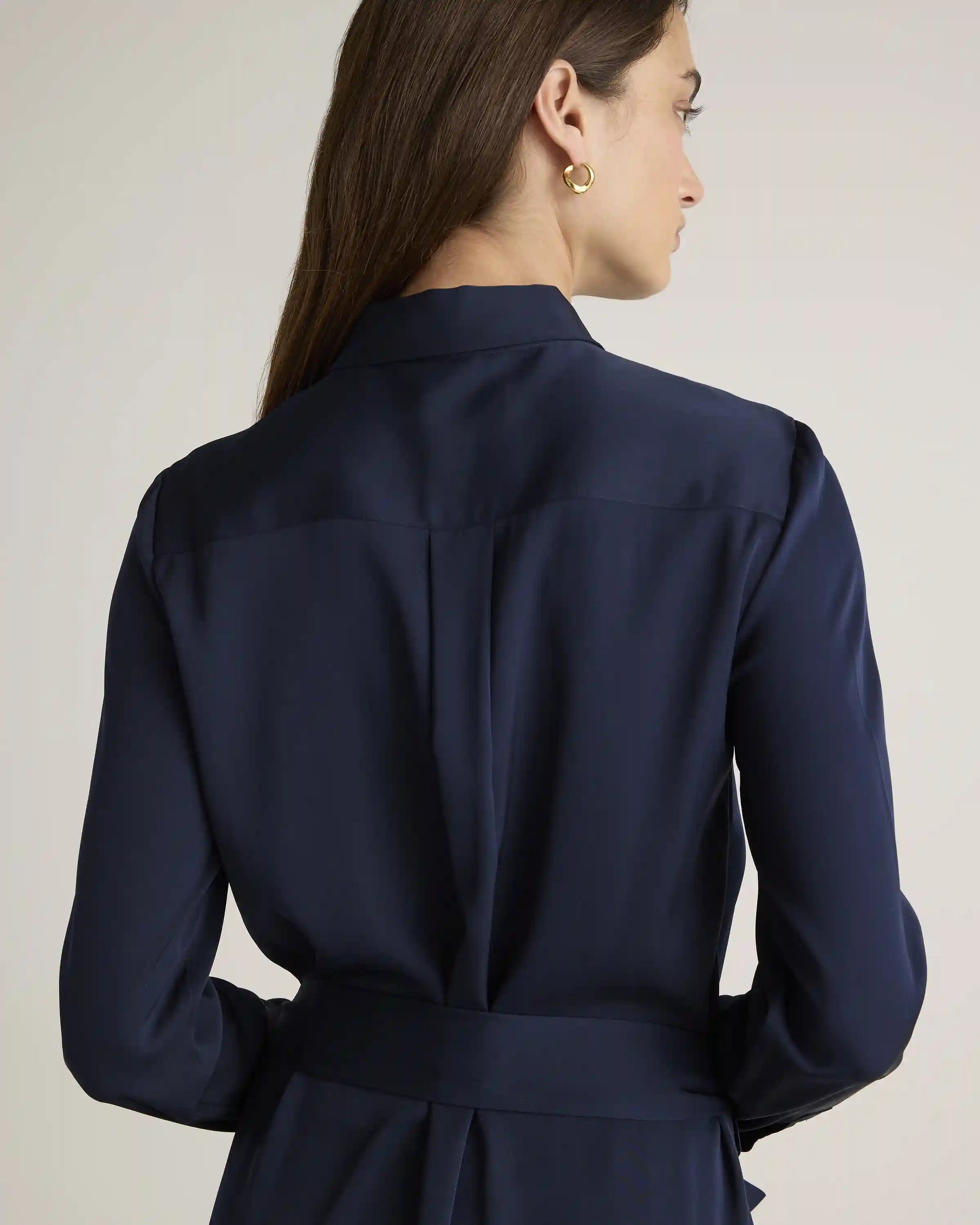 Washable Stretch Silk Shirt Dress
