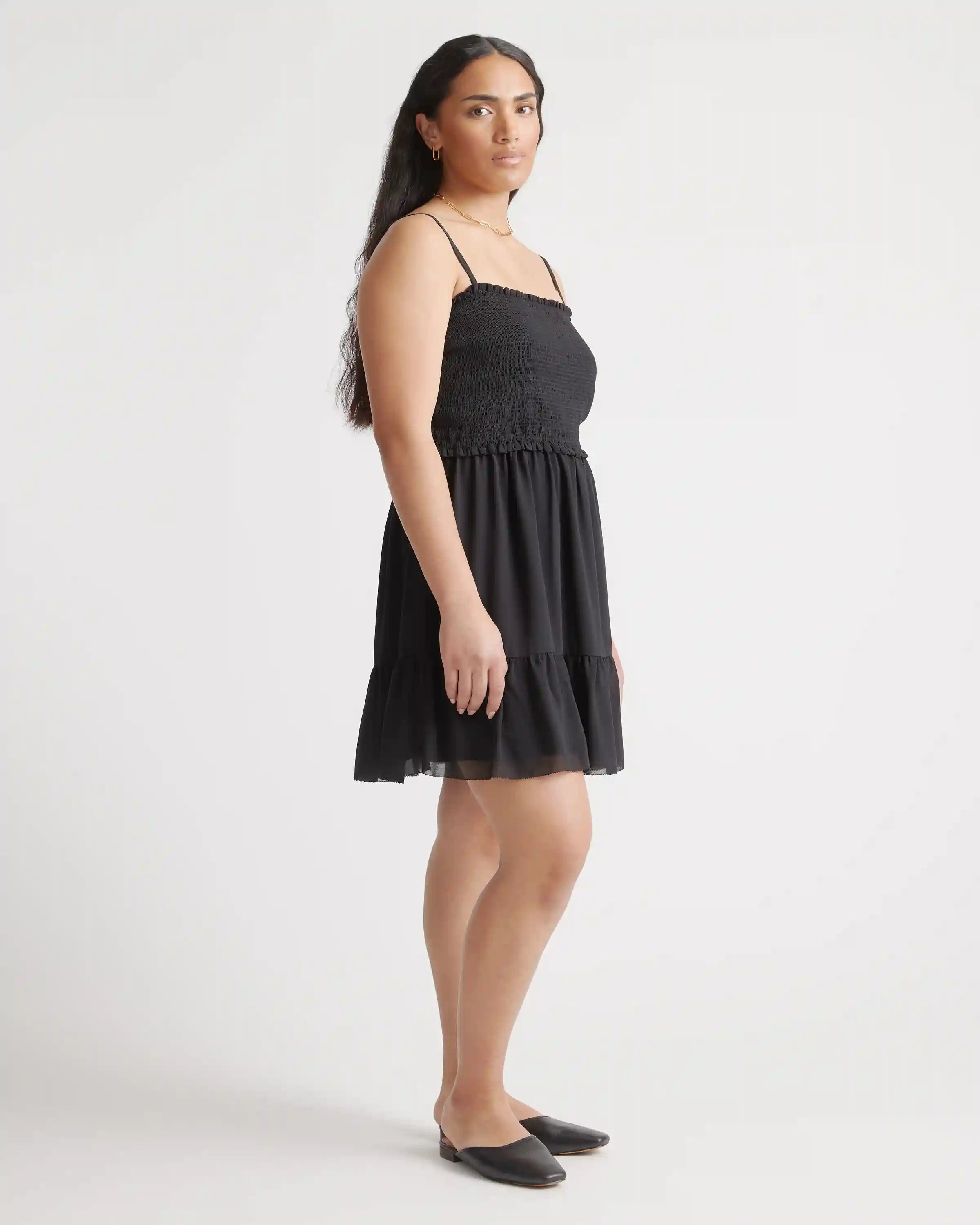 Chiffon Smocked Sleeveless Mini Dress