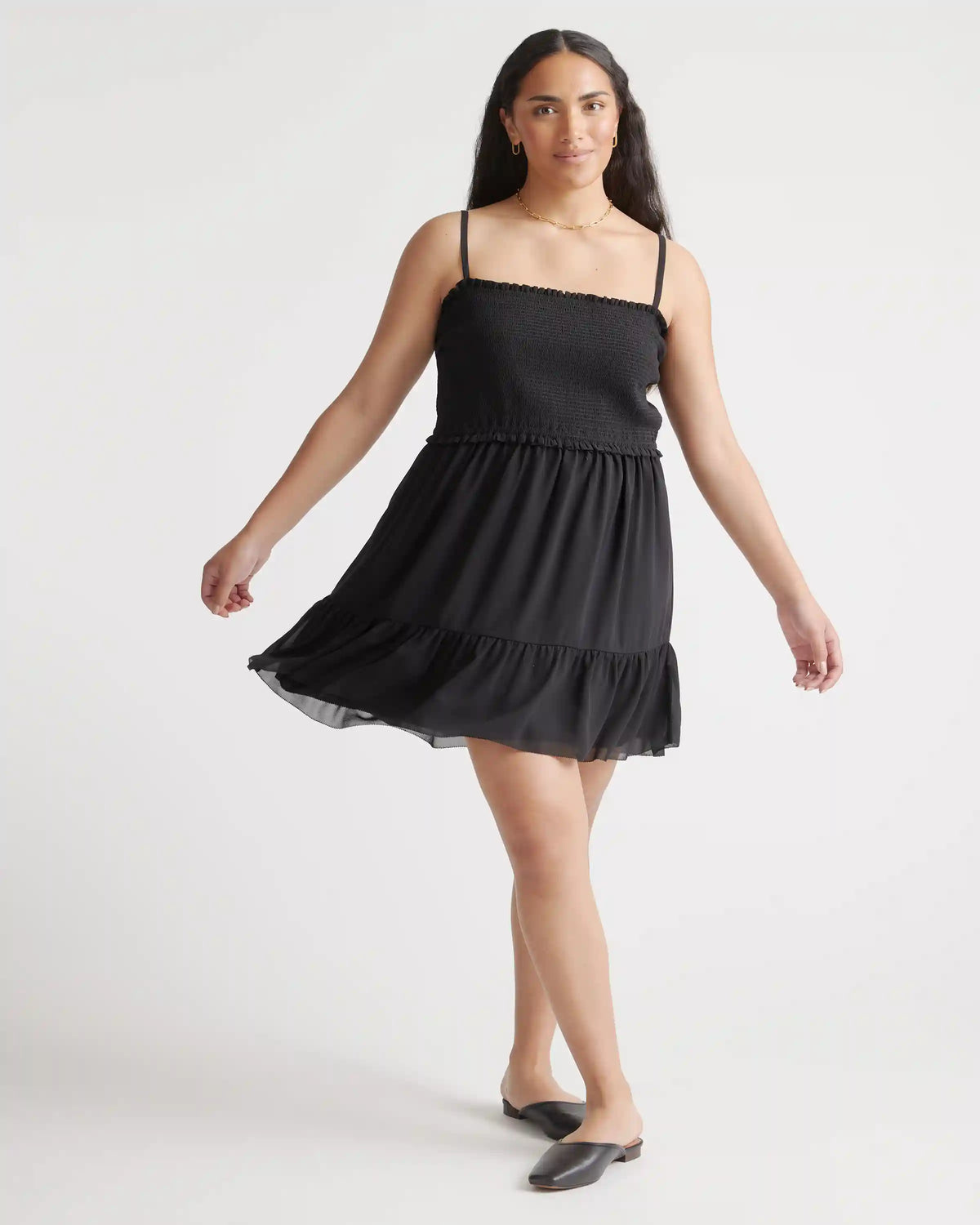 Chiffon Smocked Sleeveless Mini Dress