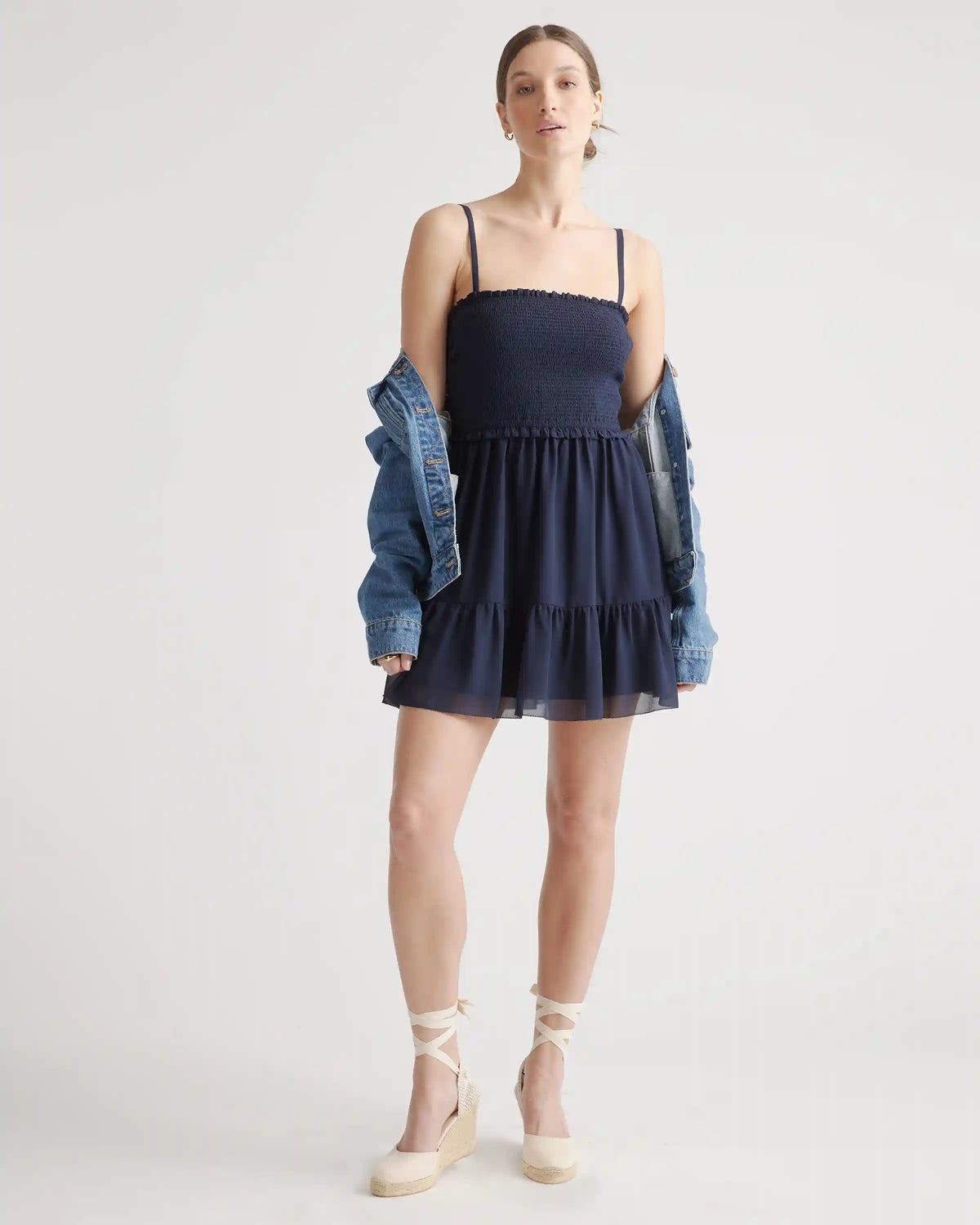 Chiffon Smocked Sleeveless Mini Dress