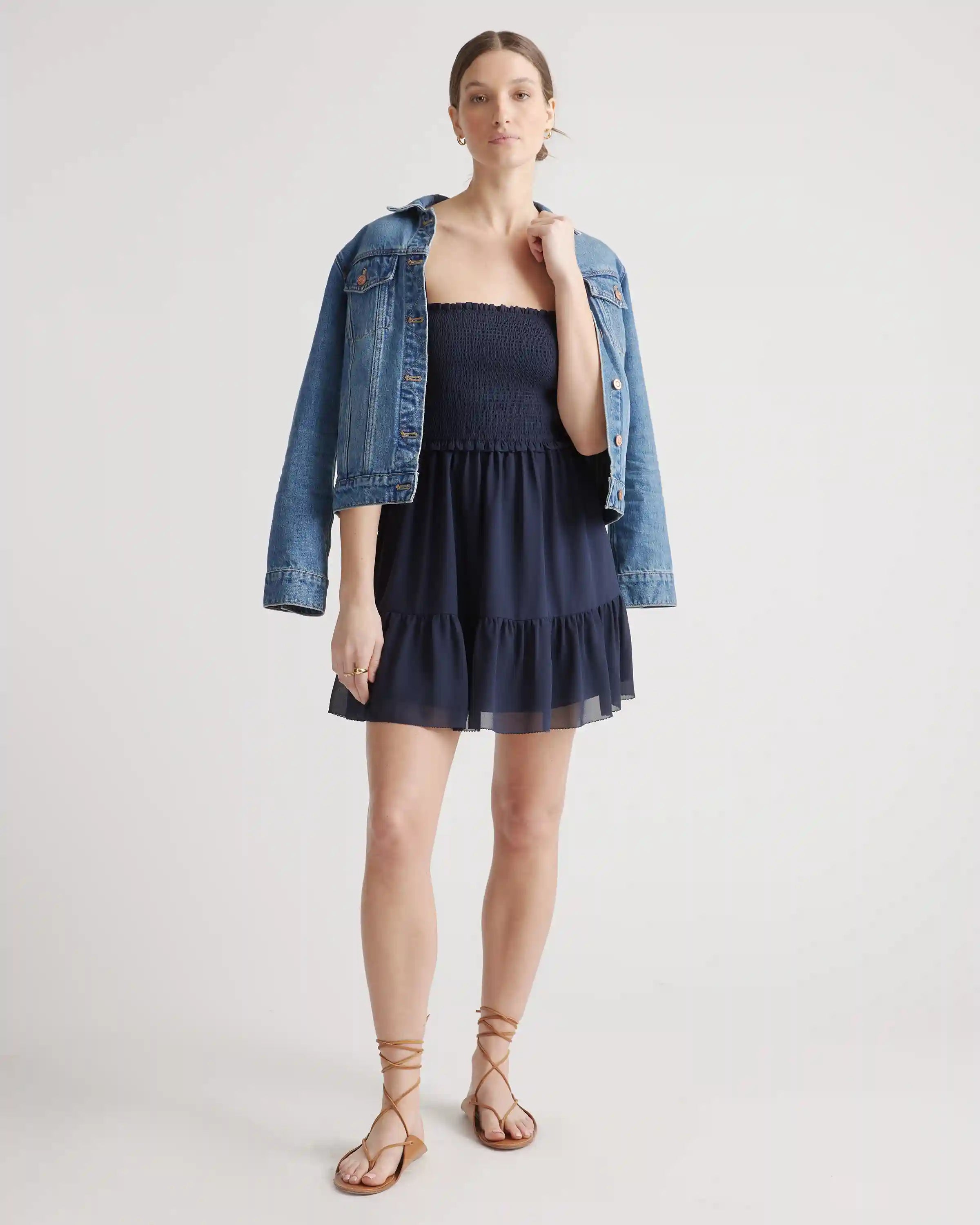 Chiffon Smocked Sleeveless Mini Dress