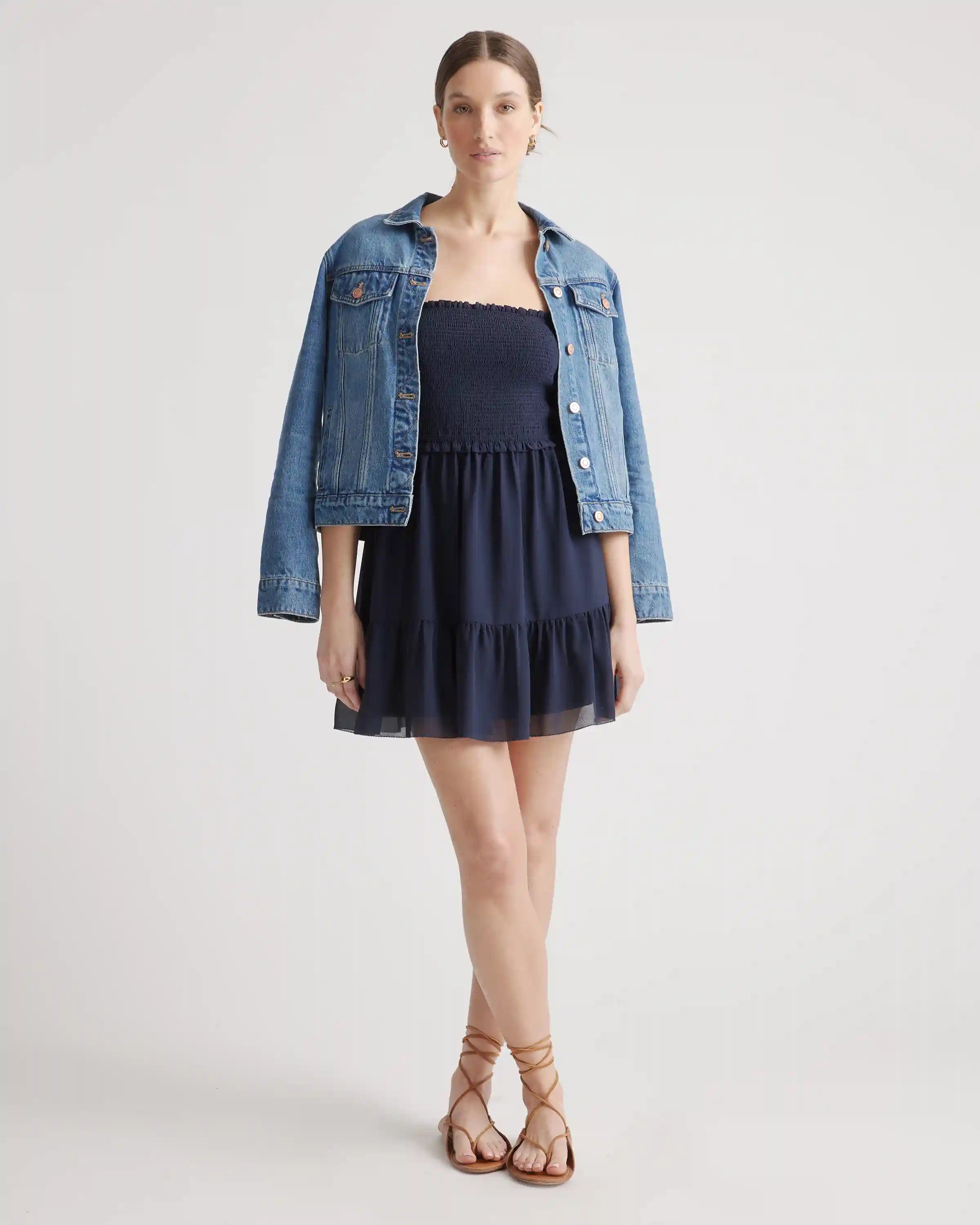 Chiffon Smocked Sleeveless Mini Dress