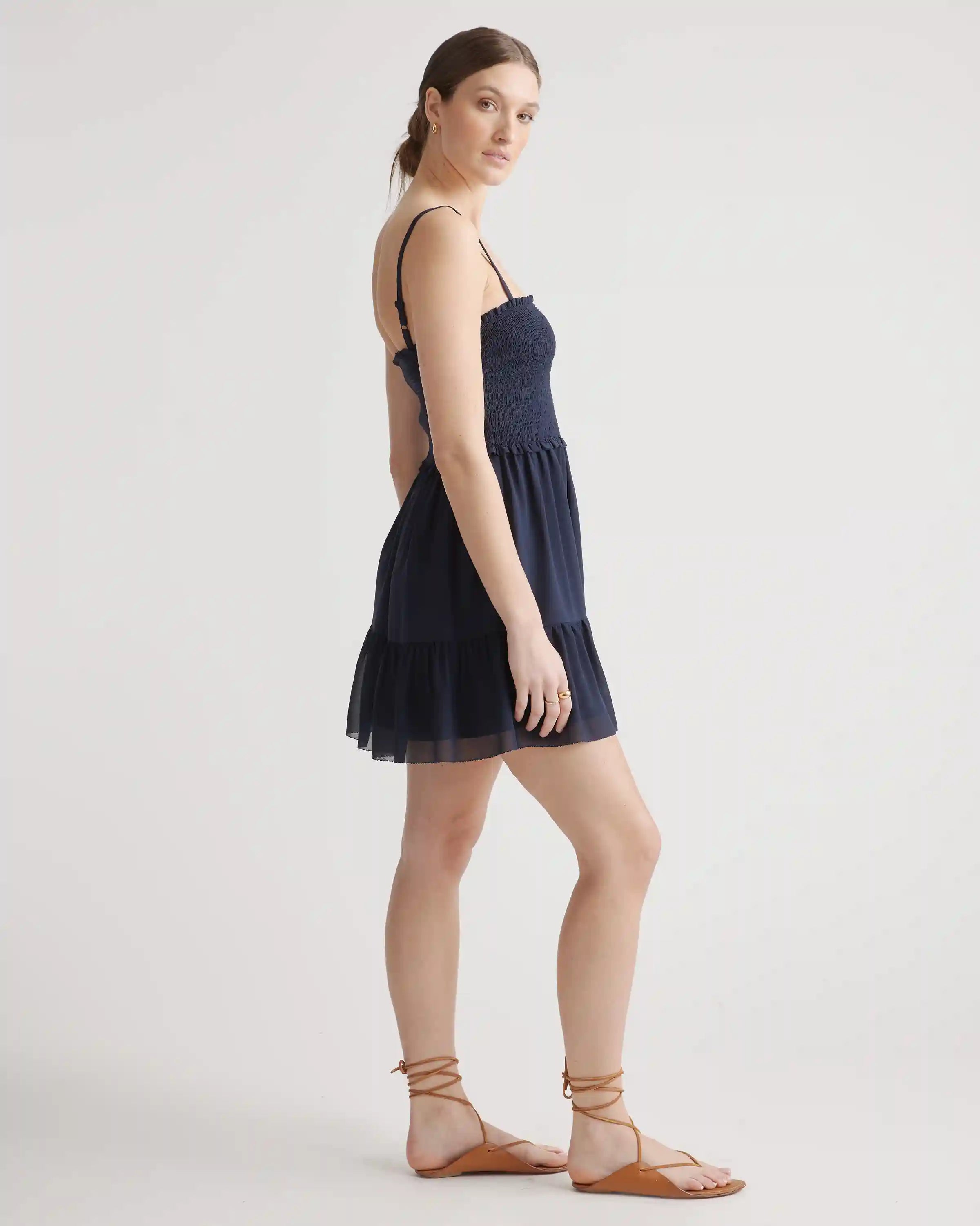 Chiffon Smocked Sleeveless Mini Dress