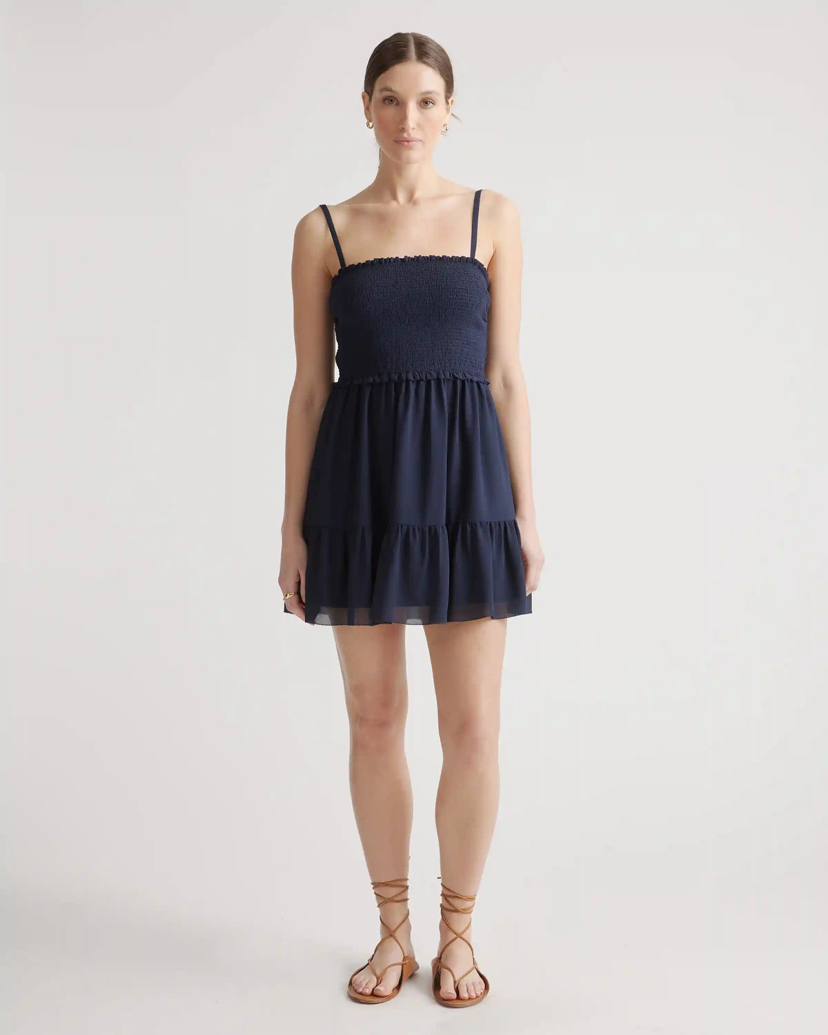 Chiffon Smocked Sleeveless Mini Dress
