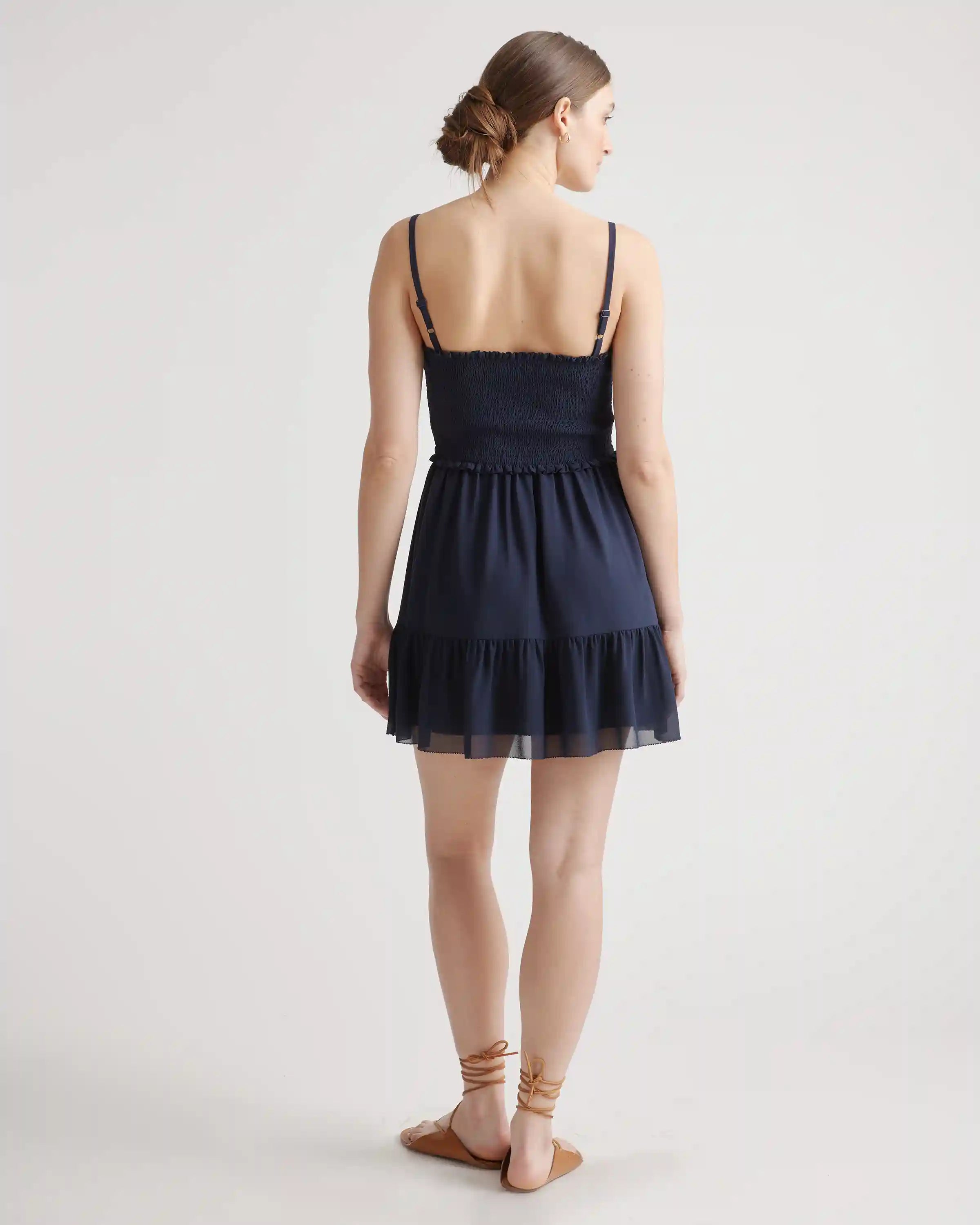 Chiffon Smocked Sleeveless Mini Dress