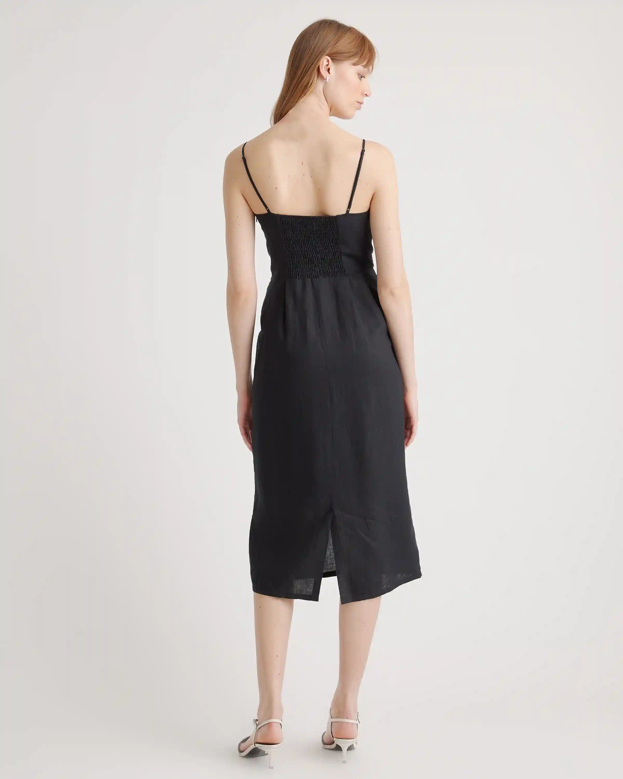 100% European Linen Scoop Neck Midi Dress