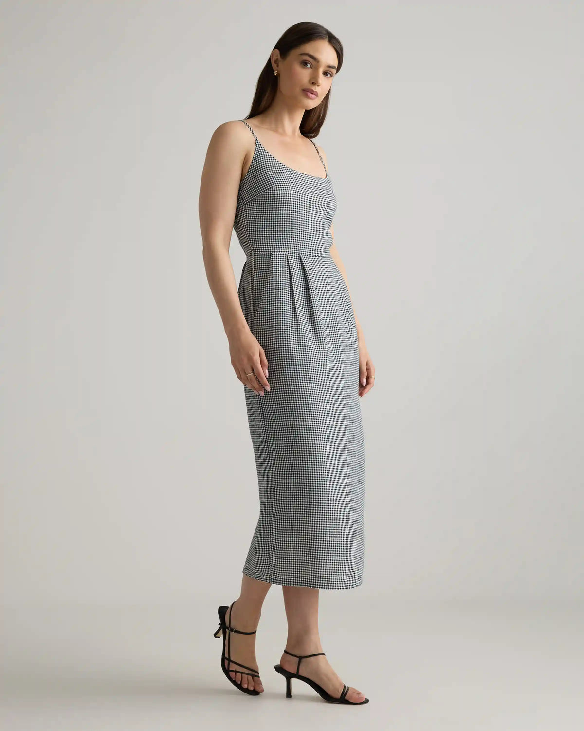100% European Linen Scoop Neck Midi Dress