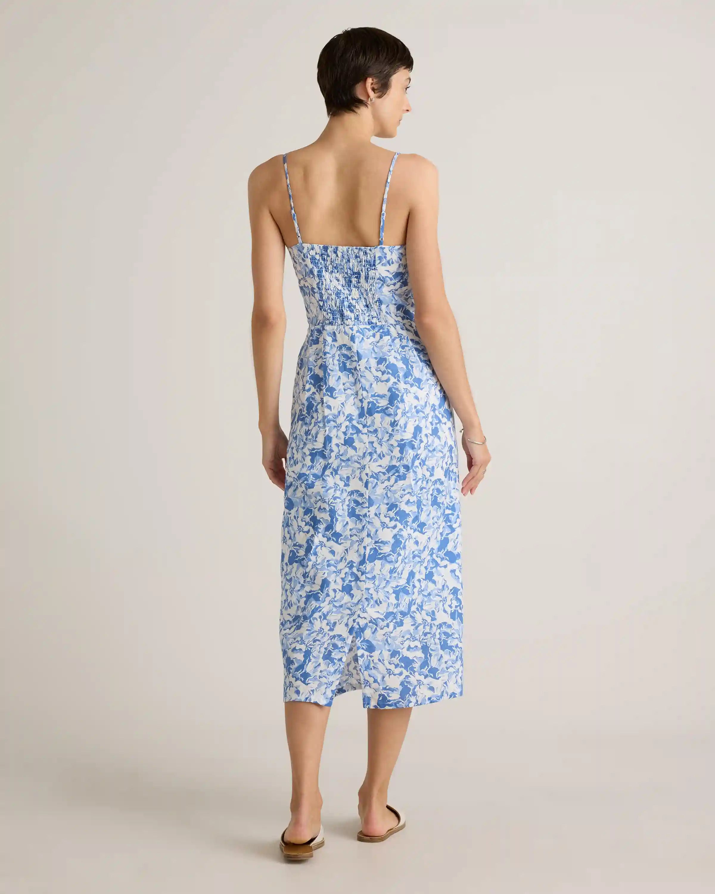 100% European Linen Scoop Neck Midi Dress