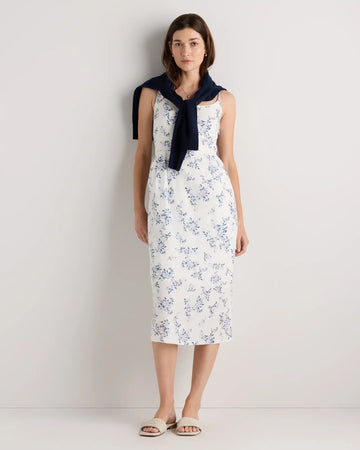100% European Linen Scoop Neck Midi Dress