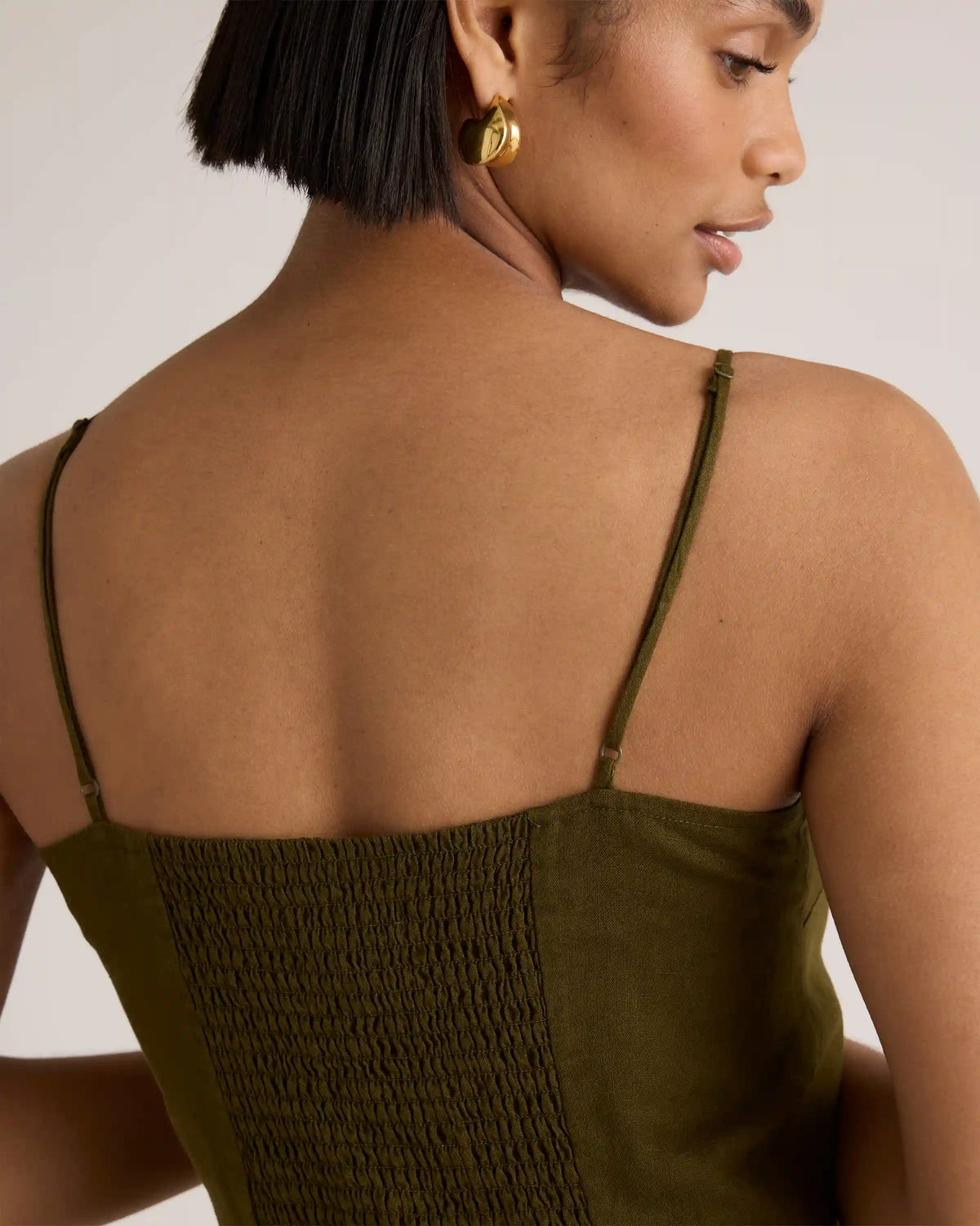 100% European Linen Scoop Neck Midi Dress