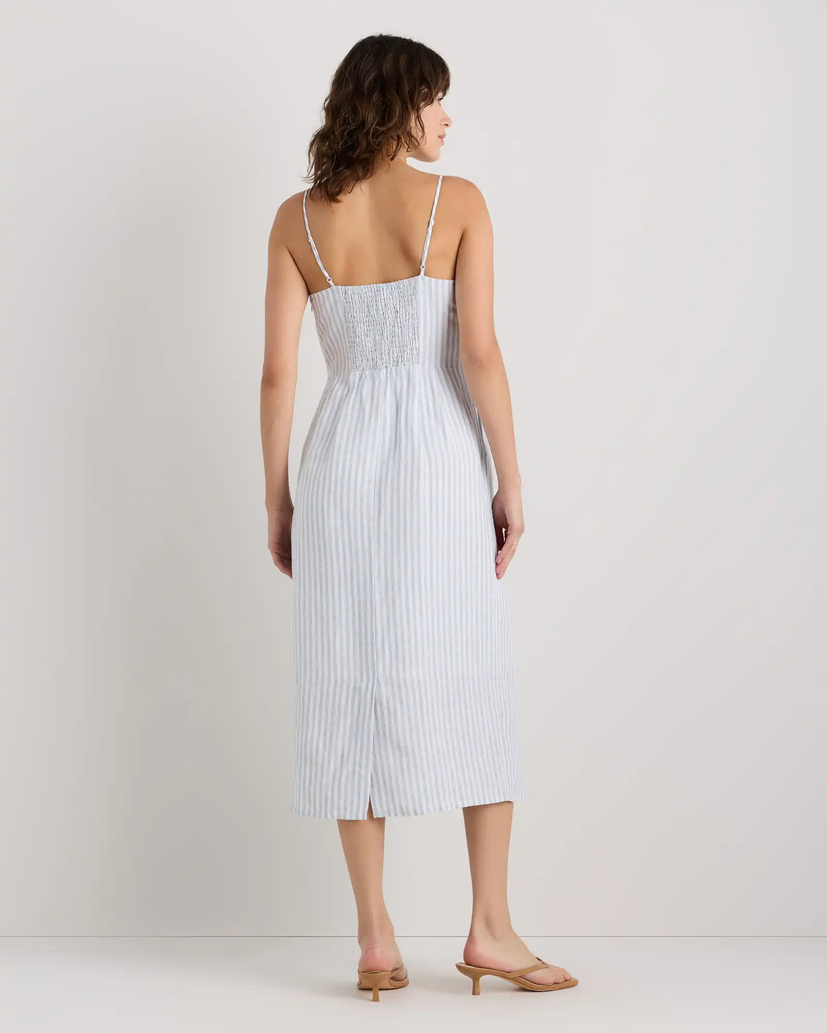 100% European Linen Scoop Neck Midi Dress
