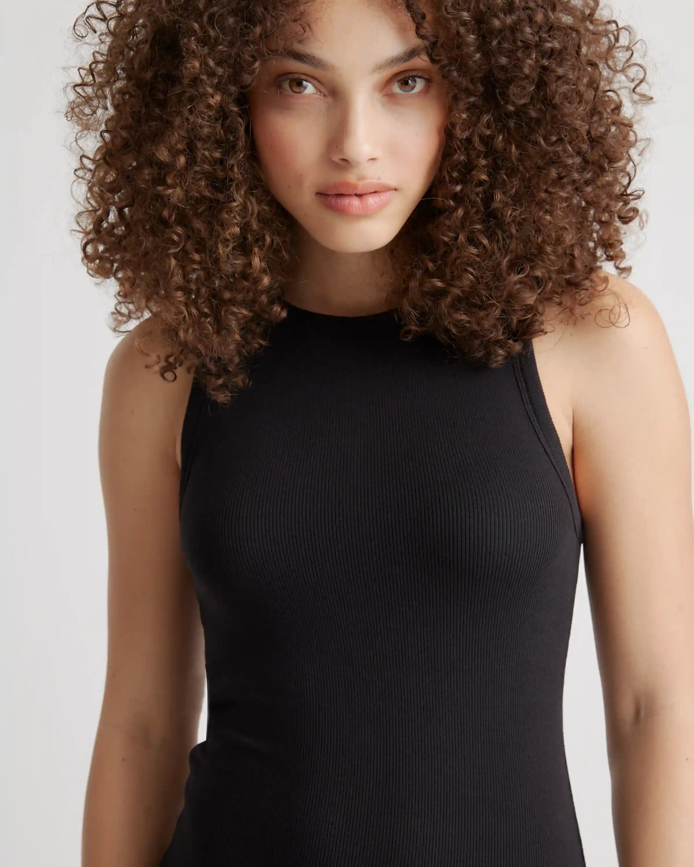 Tencel Rib Knit Sleeveless Mini Dress