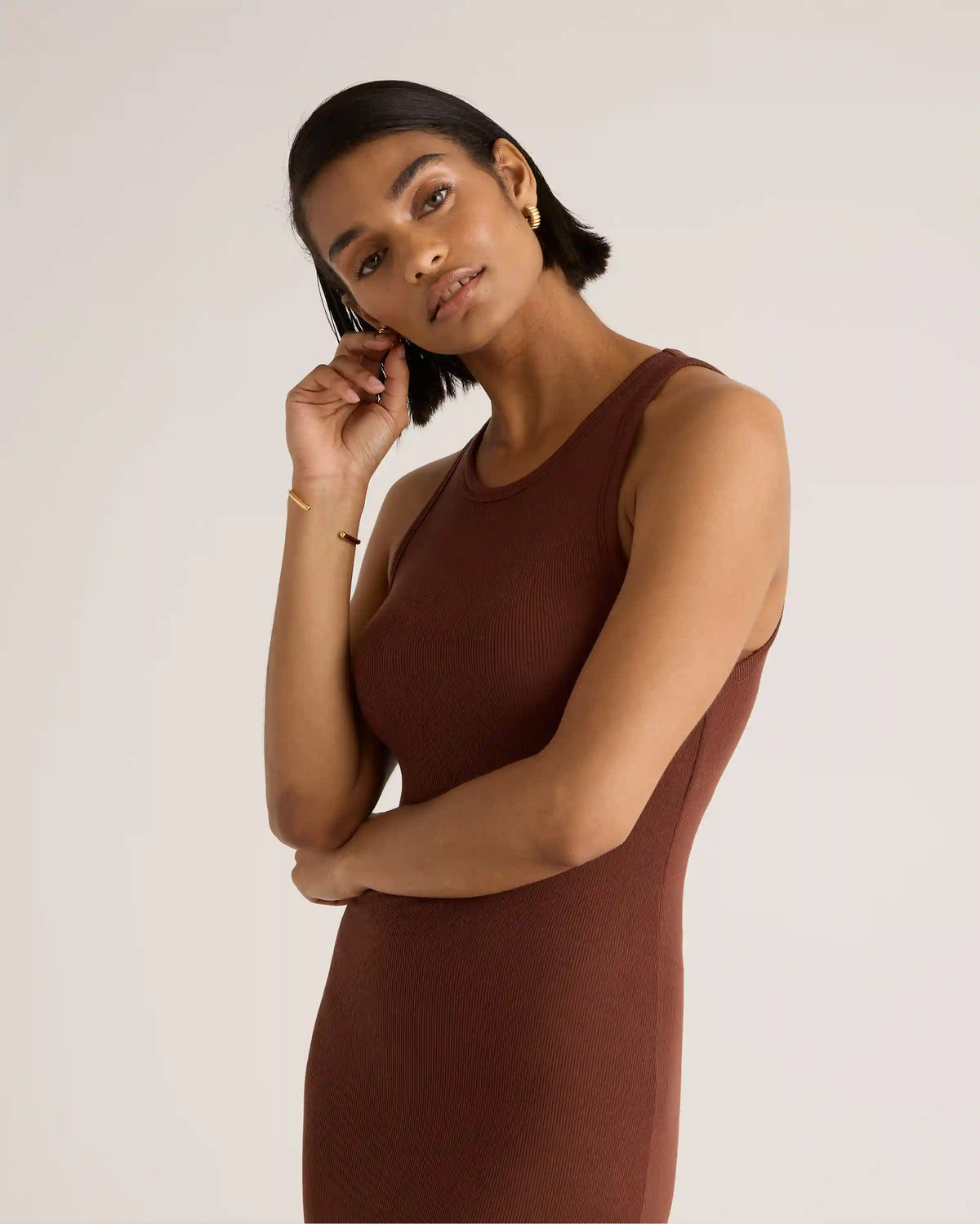 Tencel Rib Knit Sleeveless Mini Dress