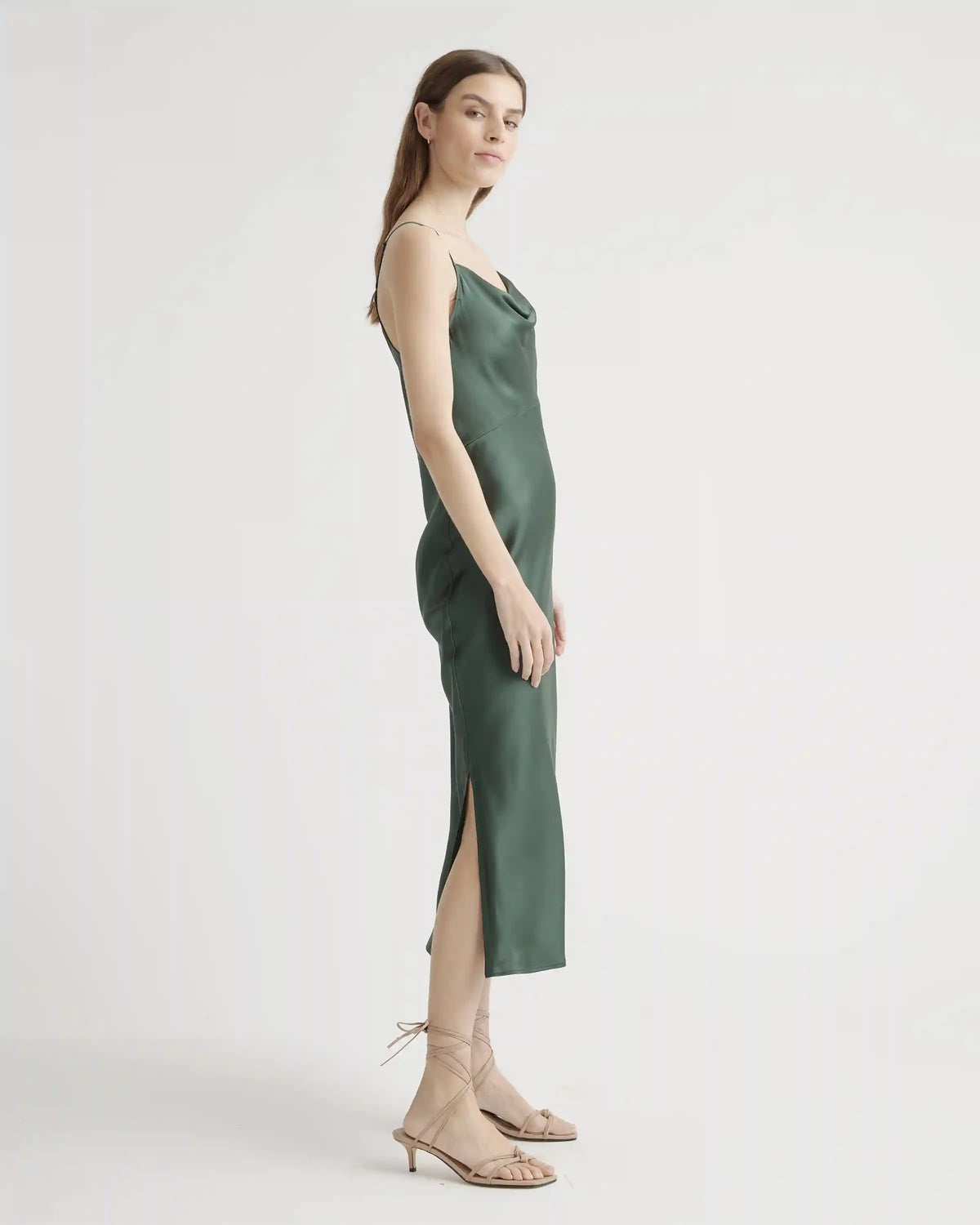 100% Washable Silk Cowl Neck Slip Dress