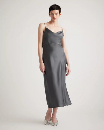 100% Washable Silk Cowl Neck Slip Dress