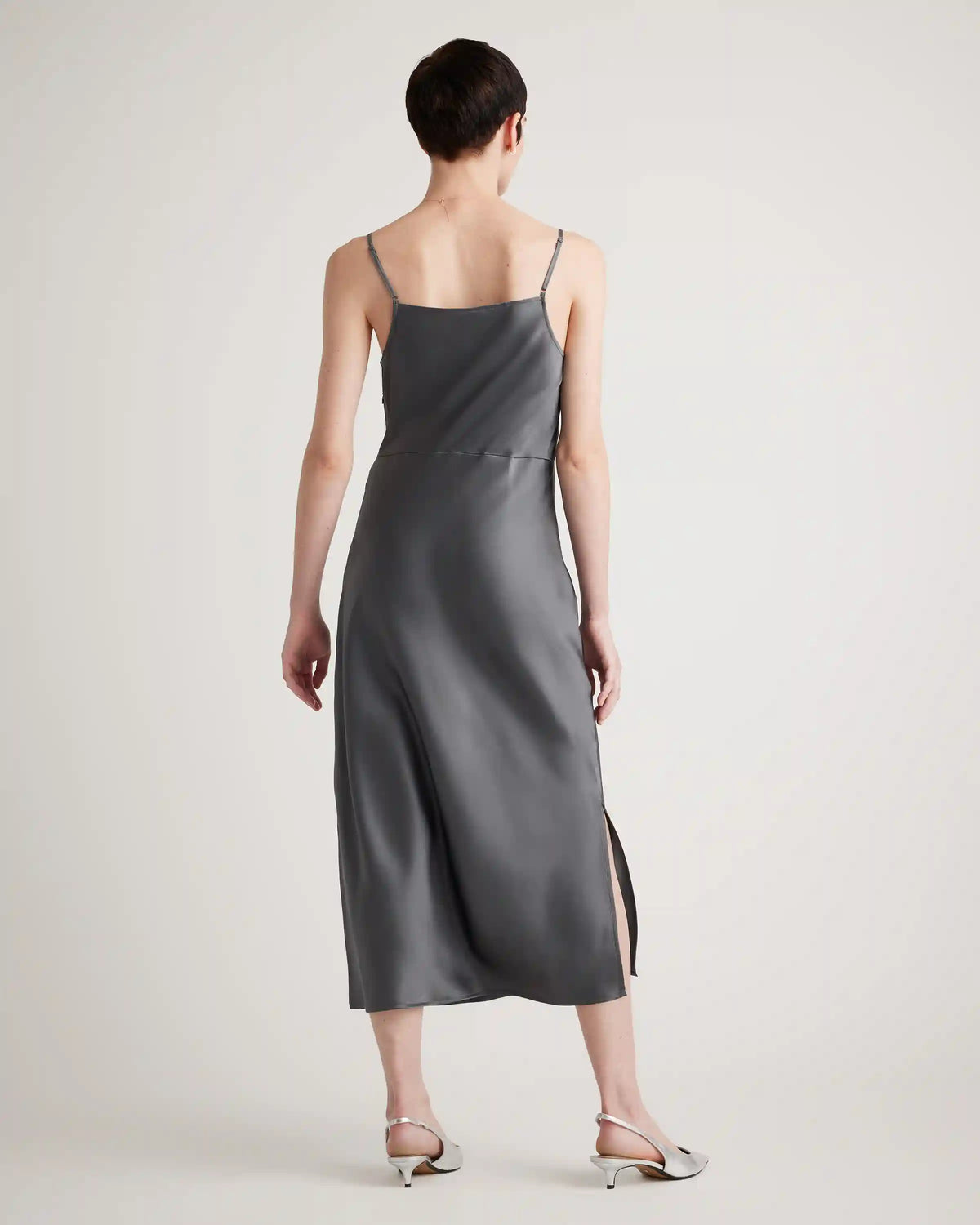 100% Washable Silk Cowl Neck Slip Dress
