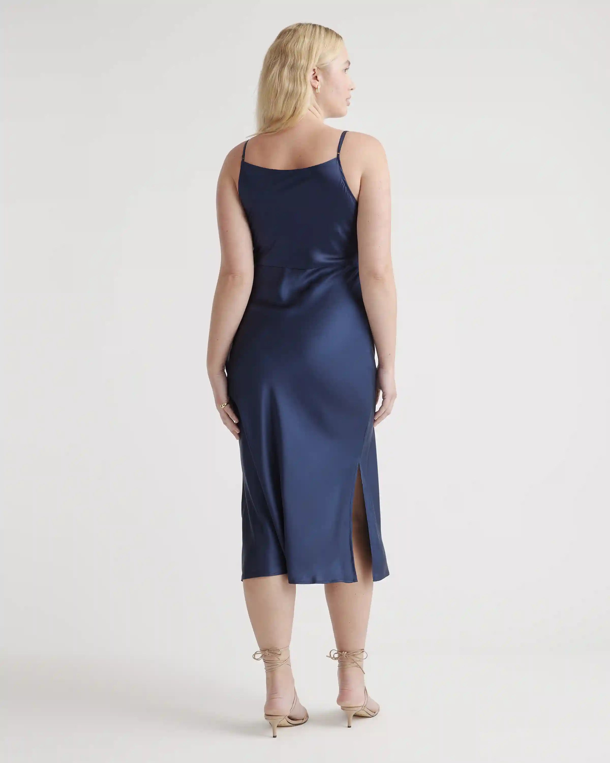 100% Washable Silk Cowl Neck Slip Dress