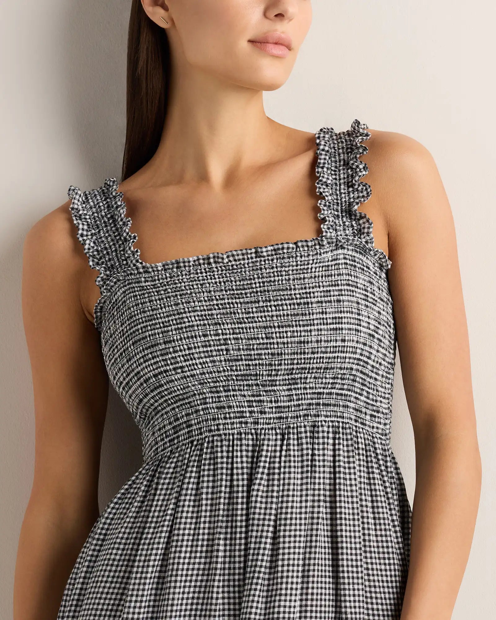 100% European Linen Smocked Midi Dress