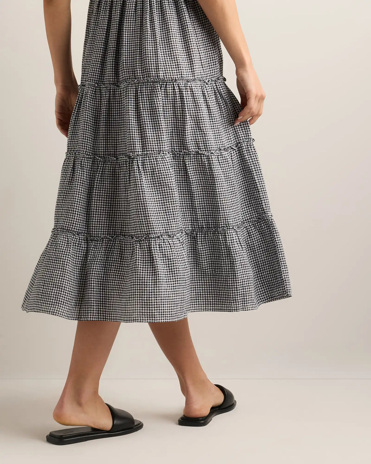 100% European Linen Smocked Midi Dress