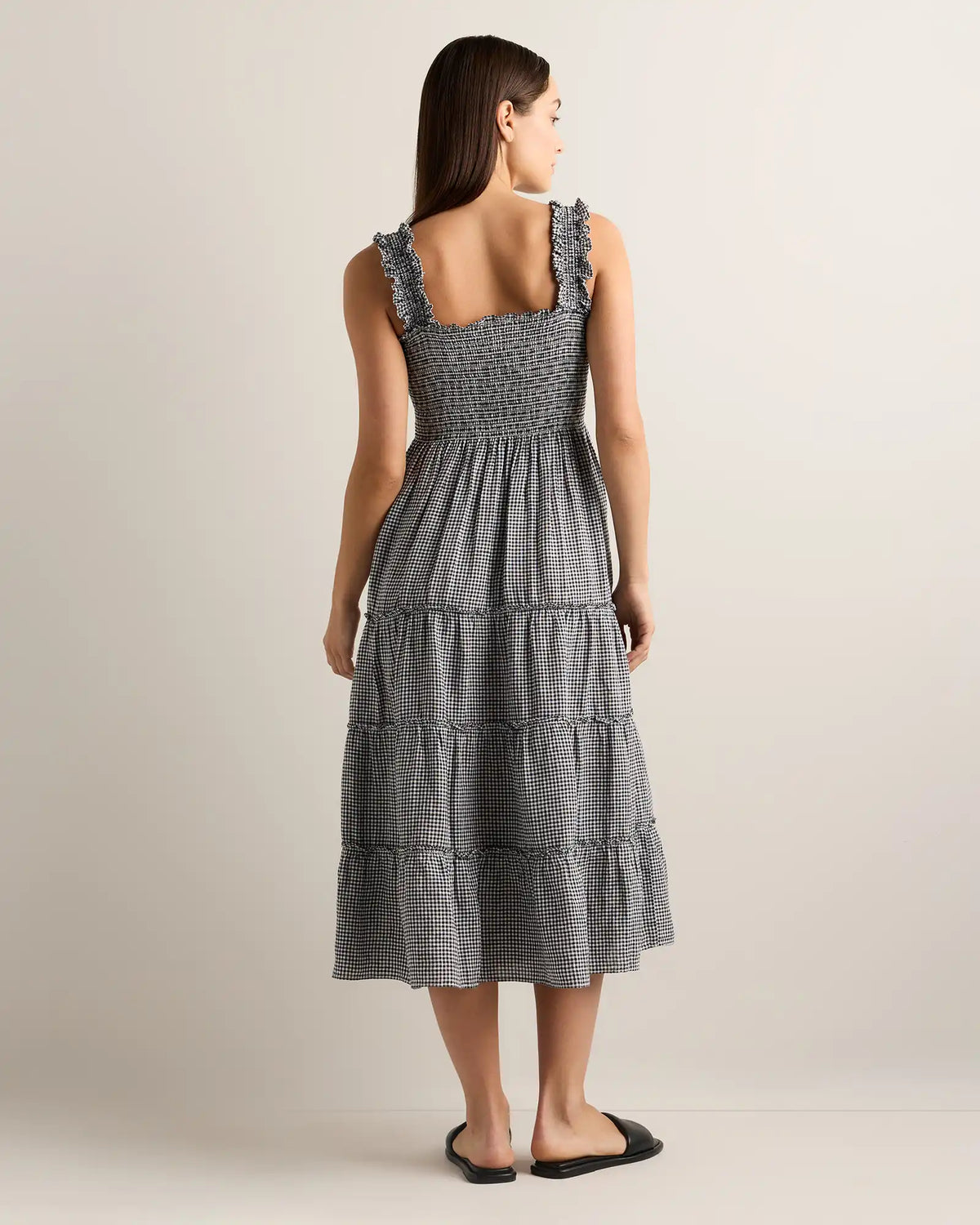 100% European Linen Smocked Midi Dress