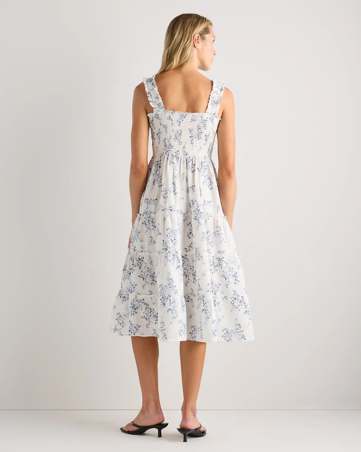 100% European Linen Smocked Midi Dress
