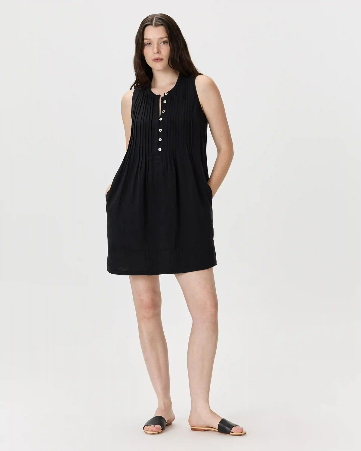 100% Organic Cotton Gauze Sleeveless Swing Dress