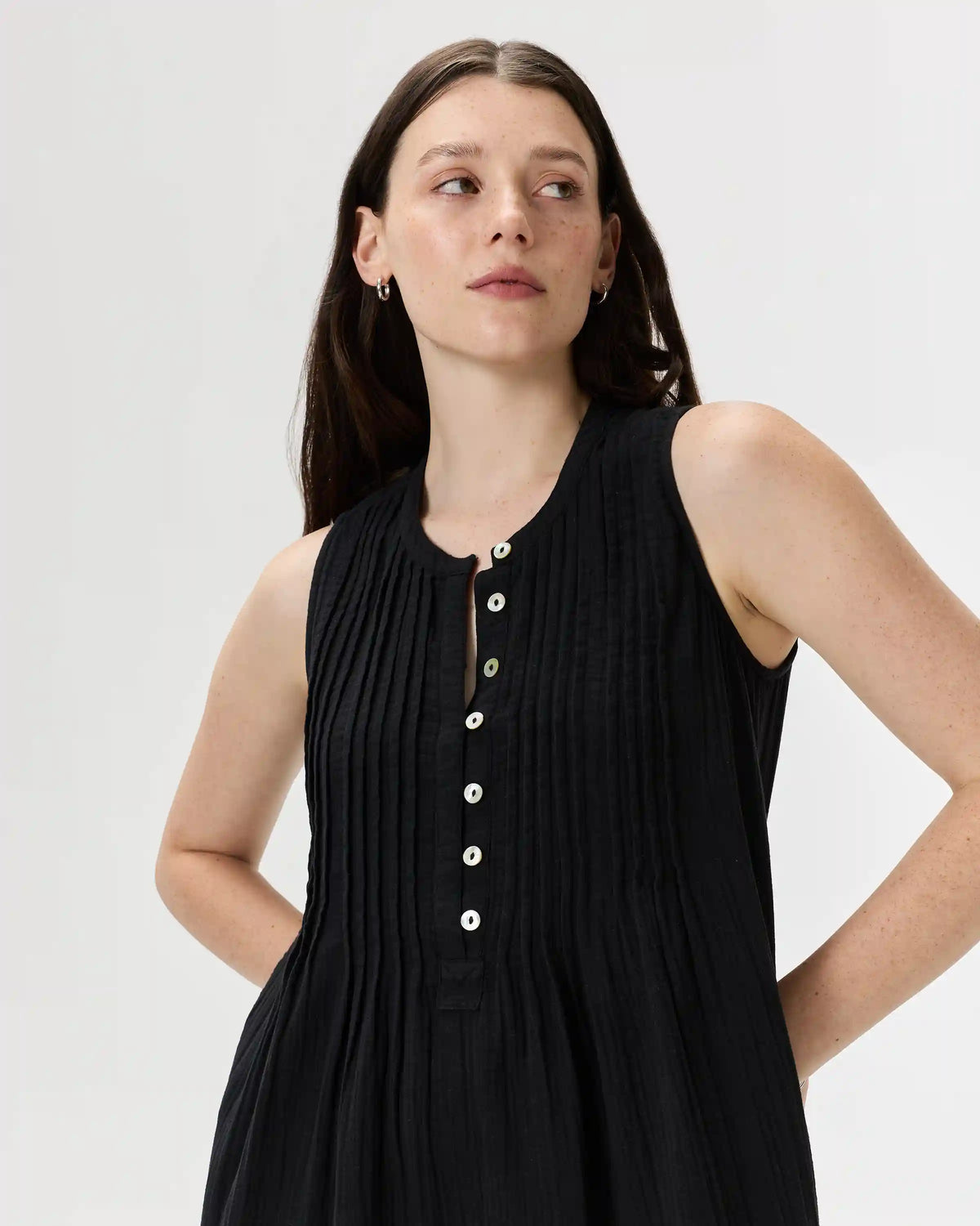 100% Organic Cotton Gauze Sleeveless Swing Dress