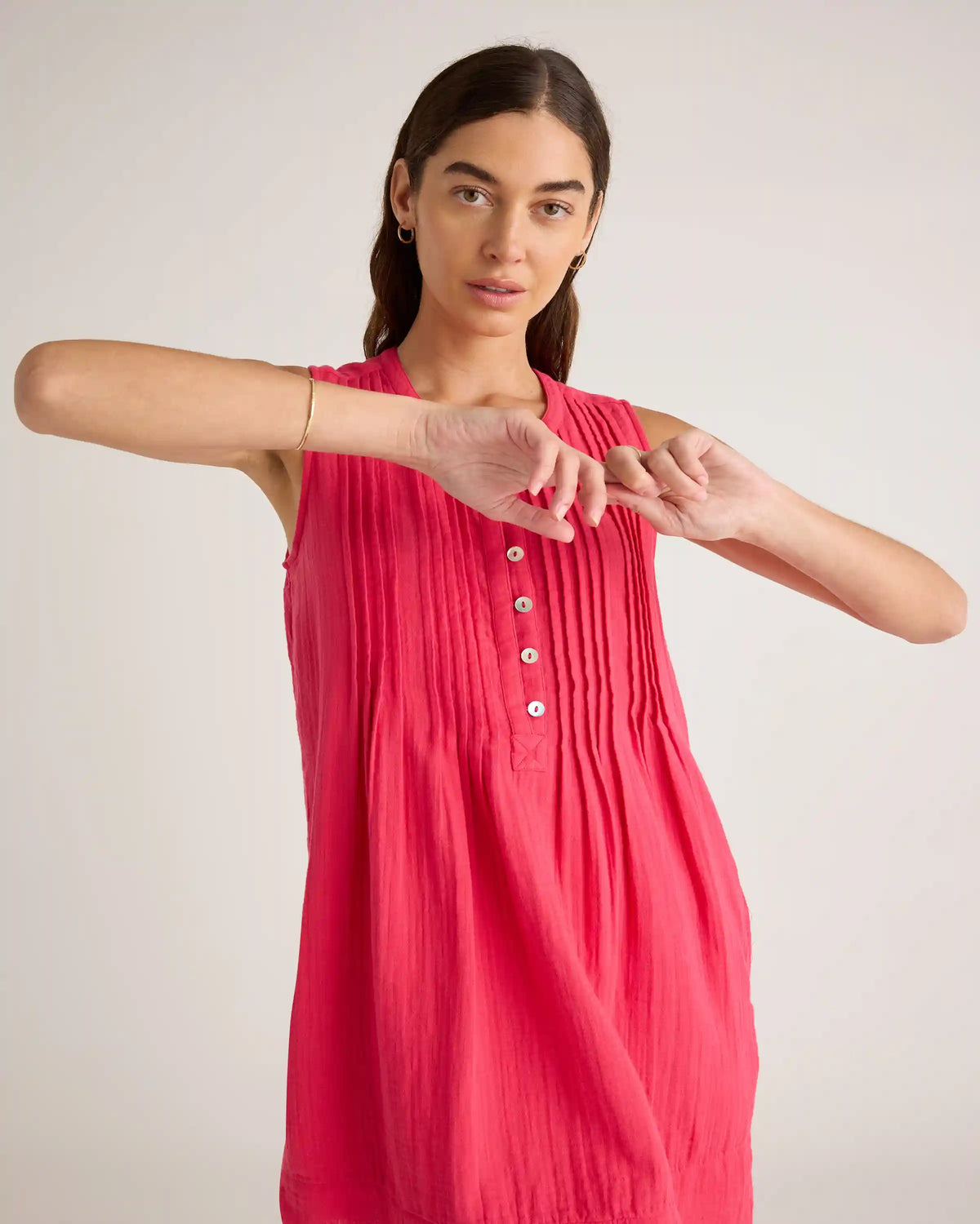 100% Organic Cotton Gauze Sleeveless Swing Dress