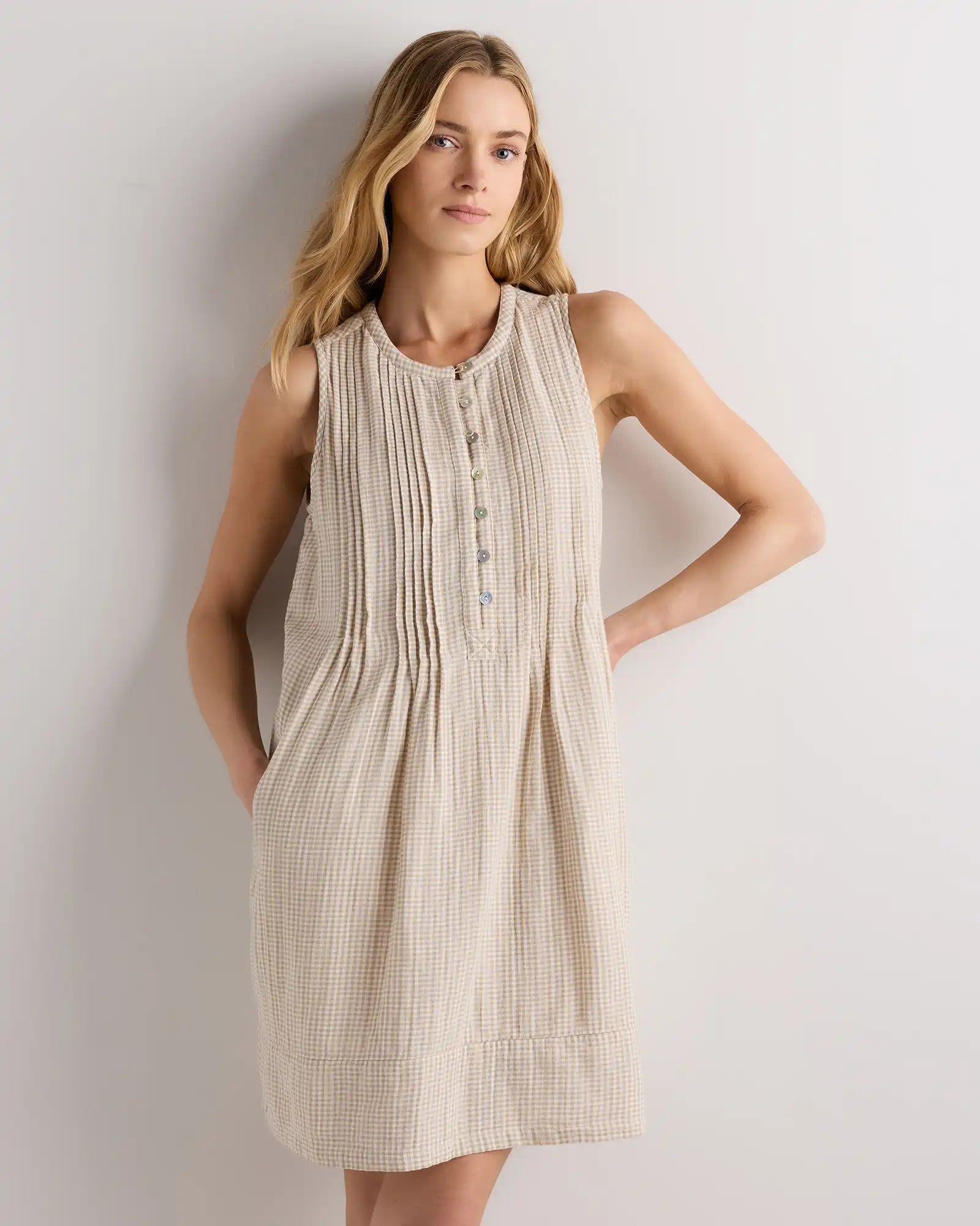 100% Organic Cotton Gauze Sleeveless Swing Dress