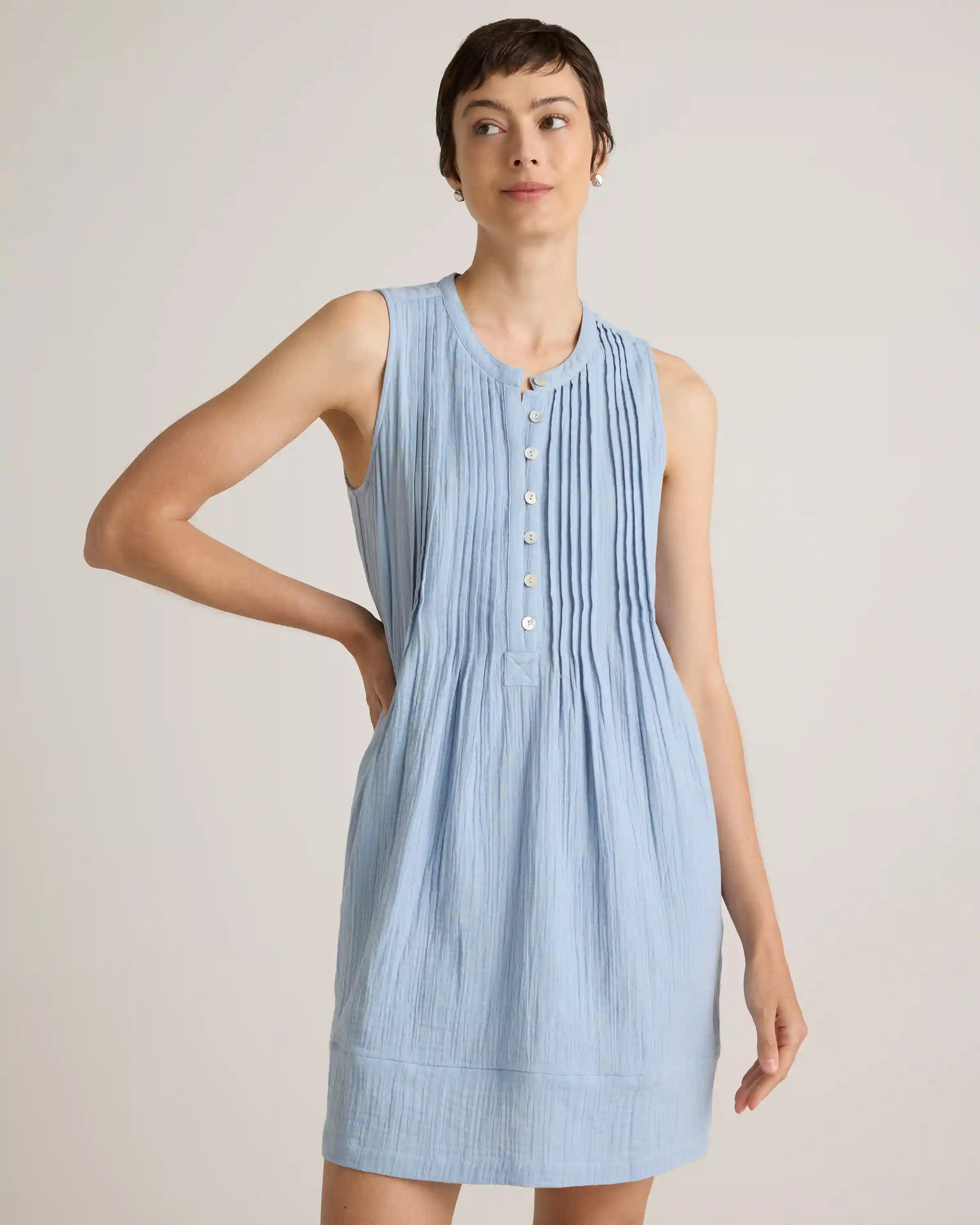 100% Organic Cotton Gauze Sleeveless Swing Dress