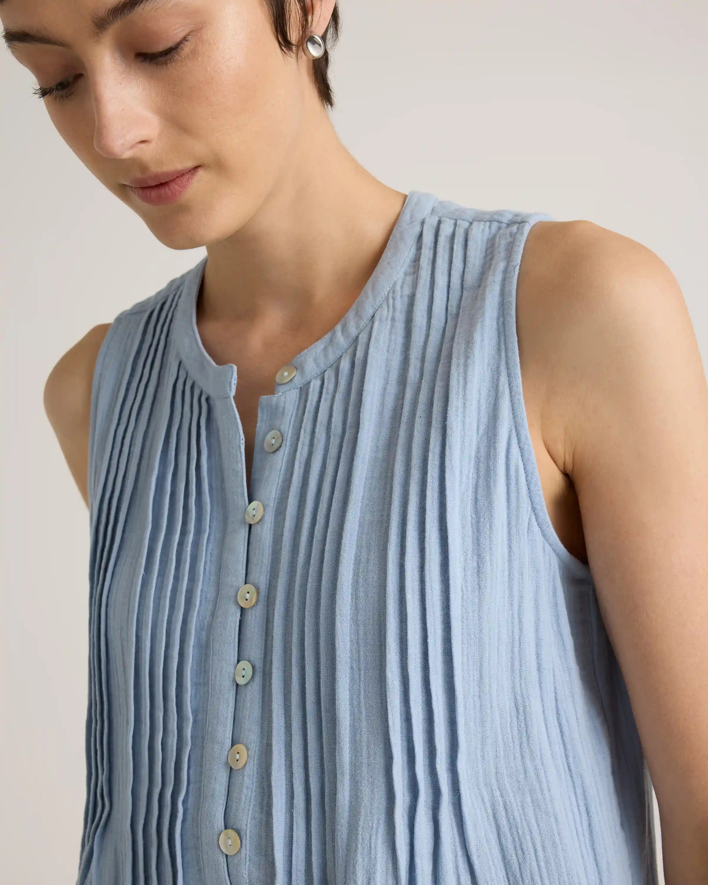100% Organic Cotton Gauze Sleeveless Swing Dress