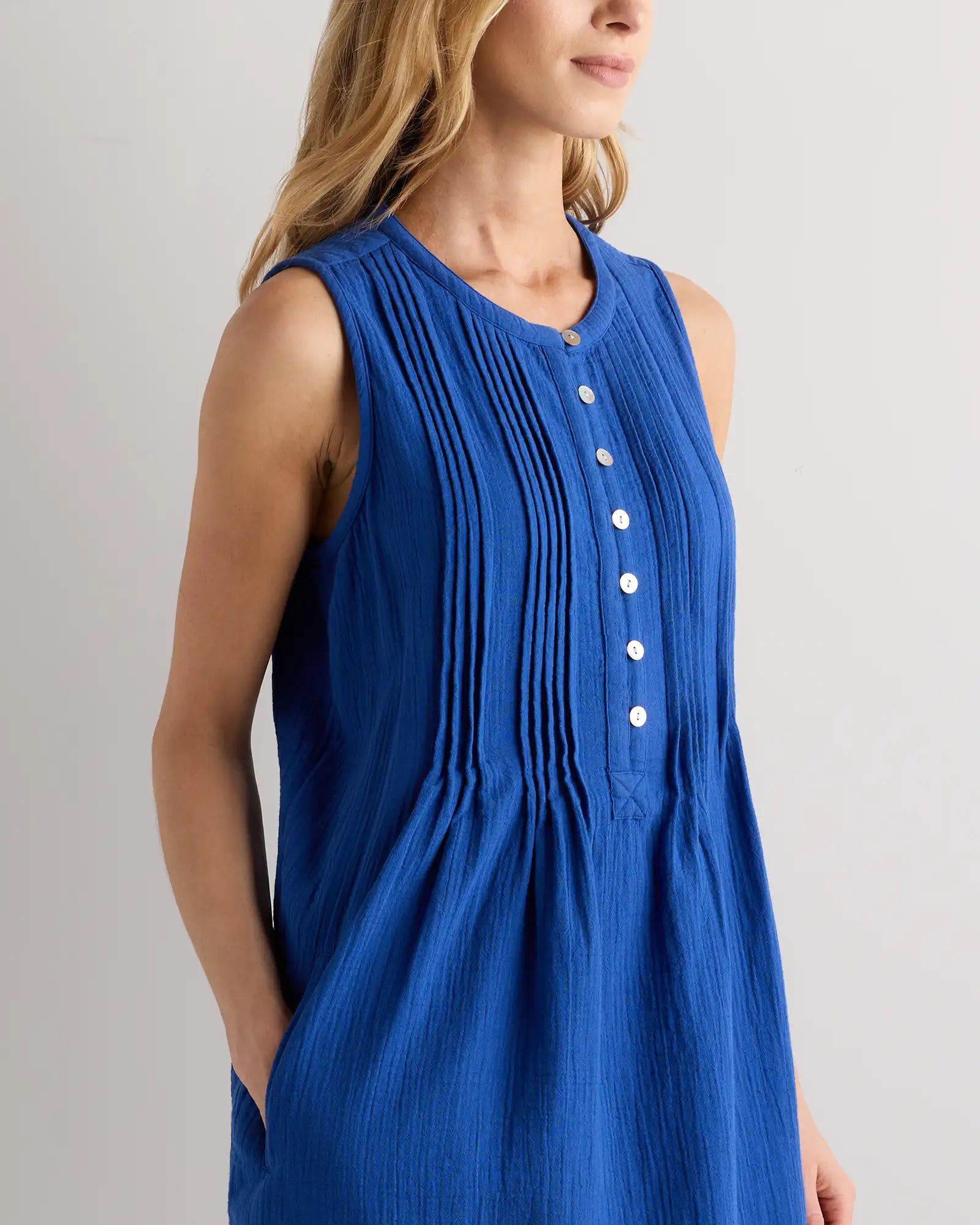 100% Organic Cotton Gauze Sleeveless Swing Dress